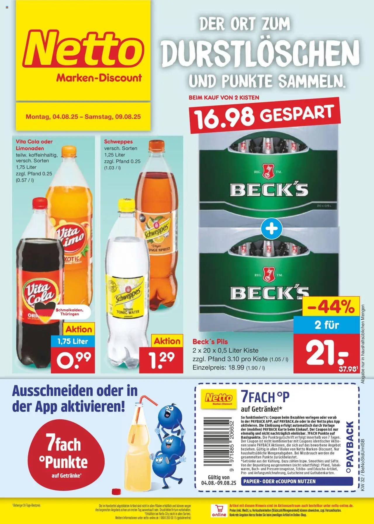Netto Marken-Discount Prospekt 	 - gültig ab dem 04.08.2025 | Seite: 32 | Produkte: Cola, Pils, Schweppes, Vita cola