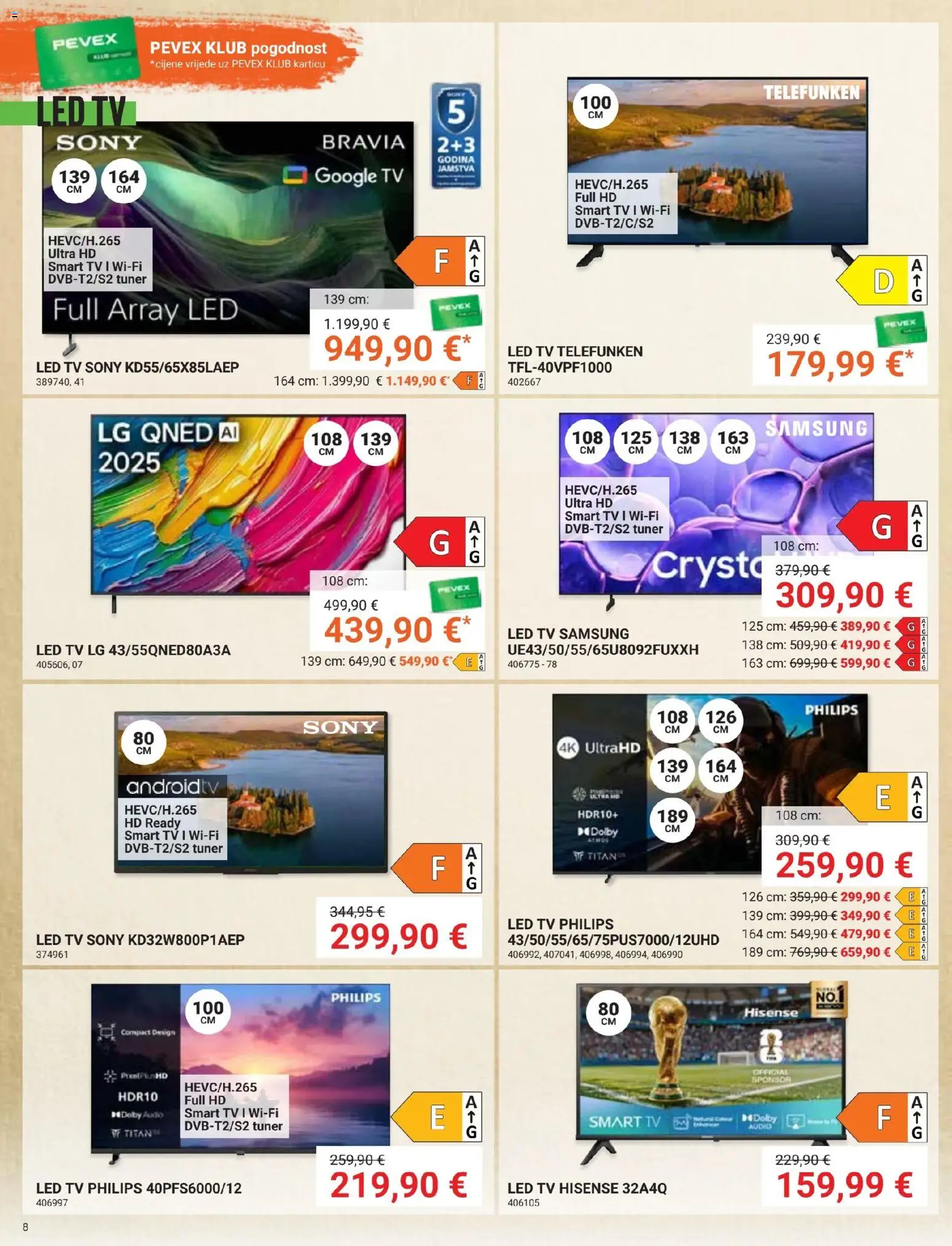 Pevex katalog | vrijedi od 23.10.2025 | Stranica: 8 | Proizvodi: Smart TV, Tv, Audio