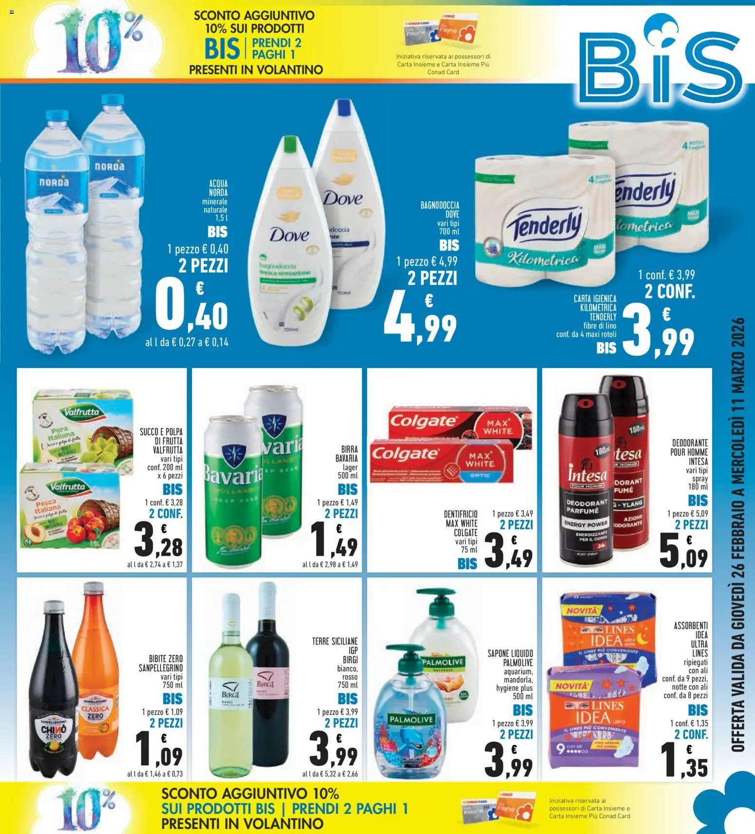 Volantino Conad del 26.02.2026 | Pagina: 5 | Prodotti: Carta igienica, Dentifricio, Birra, Pesca