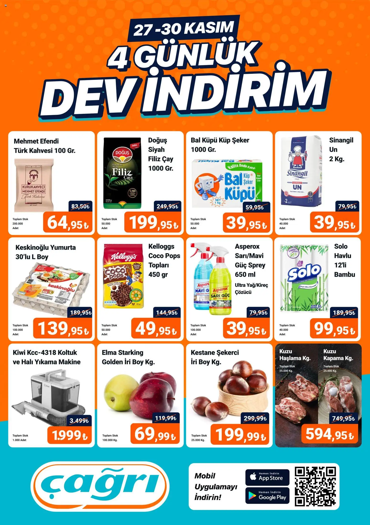 Çağrı Market - 4 Günlük Dev İndirim - 27.11.2025 tarihinden itibaren geçerlidir | Sayfa: 1 | Ürünler: Koltuk, Yumurta, Elma, Yağ