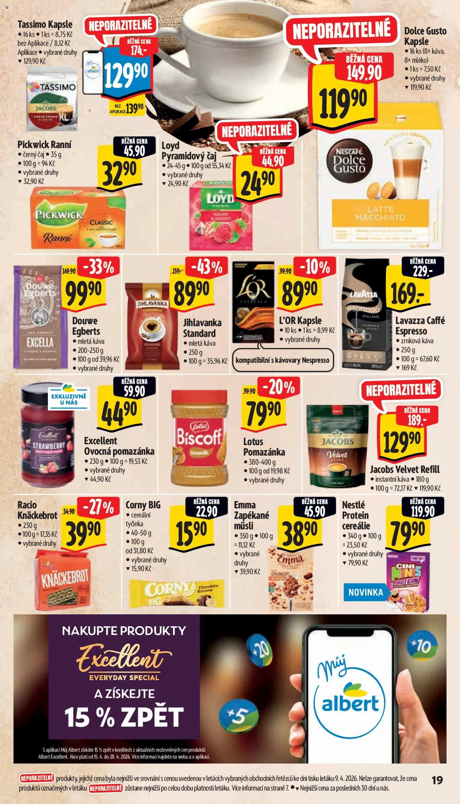 Albert leták - Supermarket od 15.04.2026 | Strana: 27 | Produkty: Mléko, Nescafé, Pomazánka, Protein