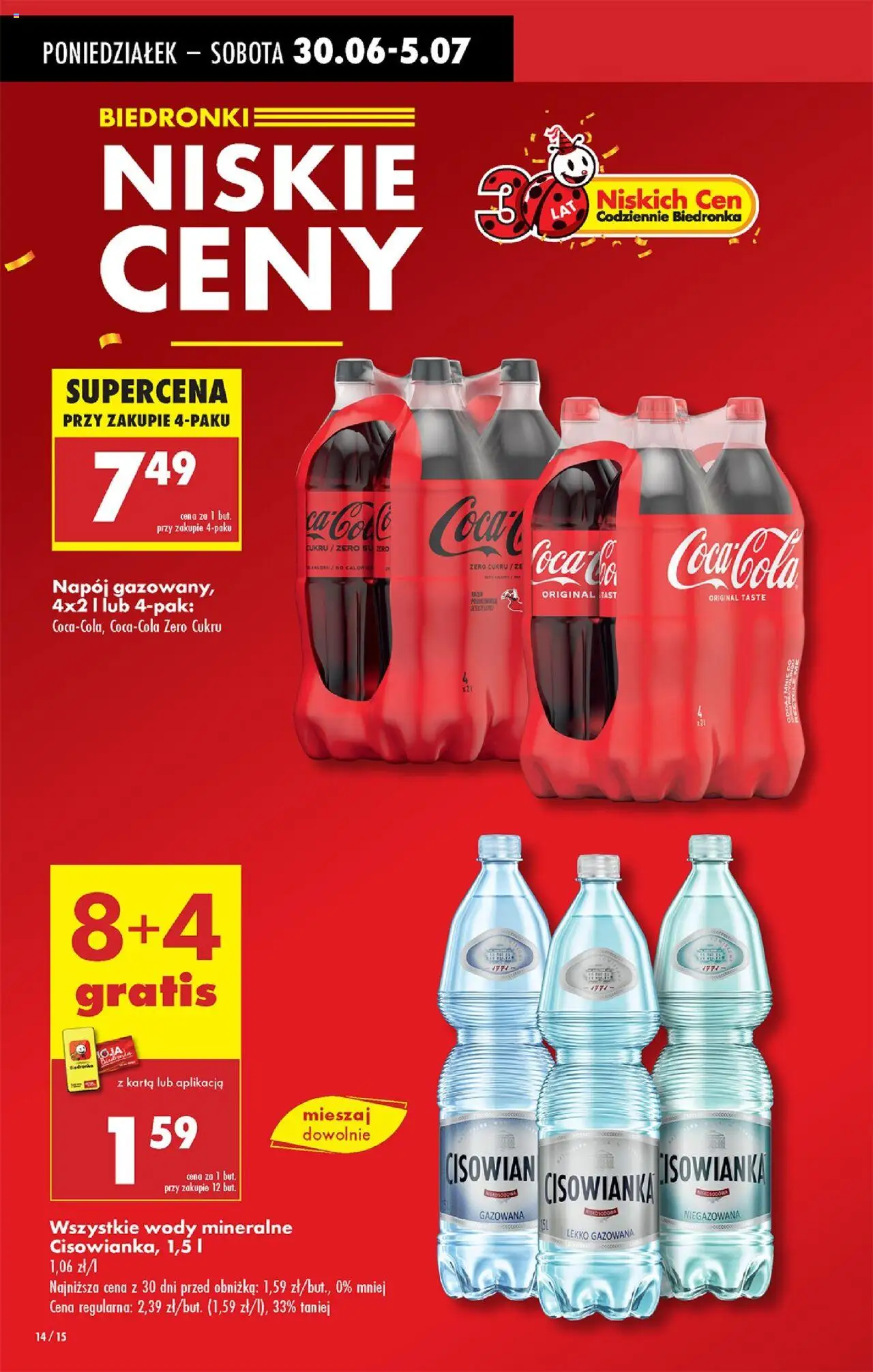 Biedronka gazetka od 30.06.2025 | Strona: 16 | Produkty: Karta, Coca cola, Woda
