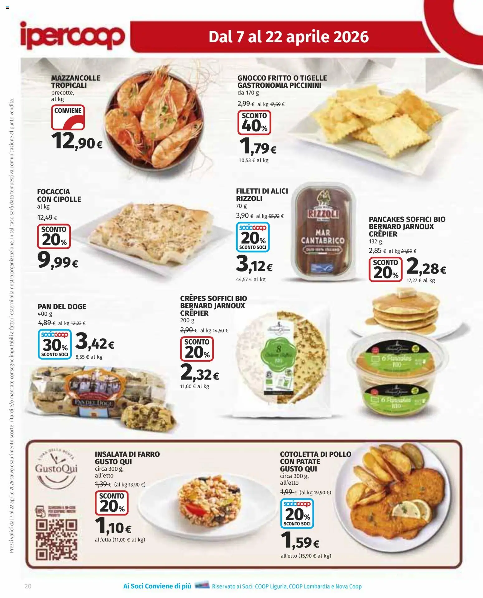 Volantino Ipercoop del 07.04.2026 | Pagina: 20 | Prodotti: Focaccia, Patate, Mazzancolle, Farro