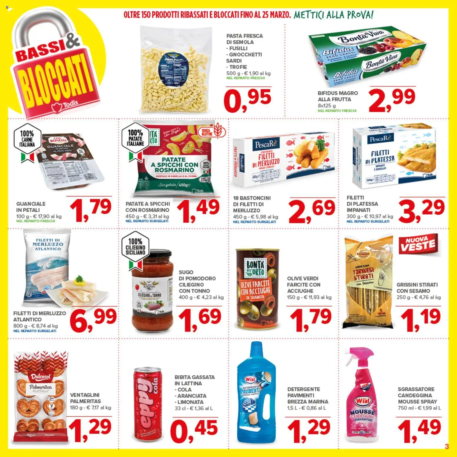 Volantino Todis del 05.03.2026 | Pagina: 3 | Prodotti: Limonata, Sgrassatore, Olive, Gnocchetti
