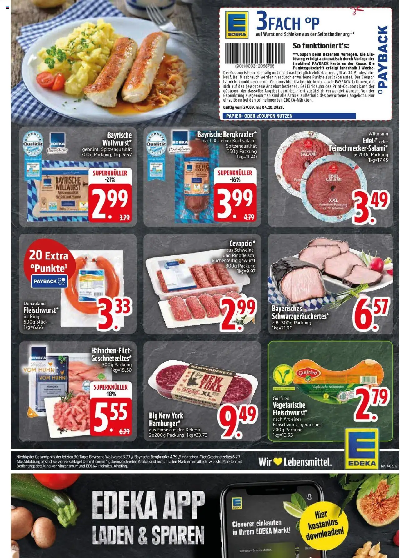 Edeka prospekt Markt Schwaben	 – gültig ab 28.09.2025 | Seite: 17 | Produkte: Wurst, Salami, Schinken