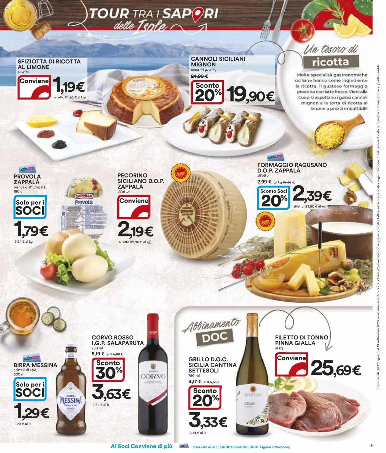 Volantino Ipercoop del 28.08.2025 | Pagina: 9 | Prodotti: Birra, Latte, Data, Provola