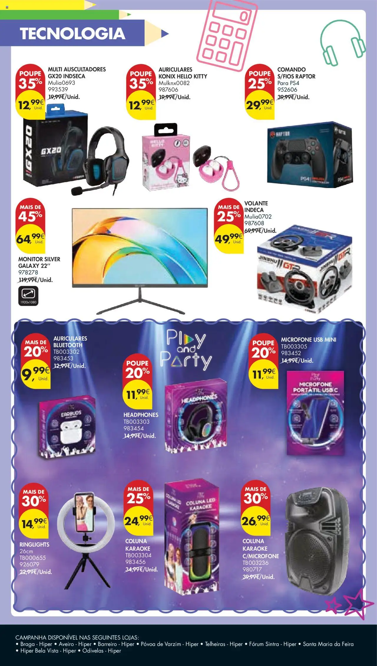 Pingo Doce Regresso às Aulas Hipers │ válido de 05.08.2025 | Página: 28 | Produtos: Monitor, Microfone, USB