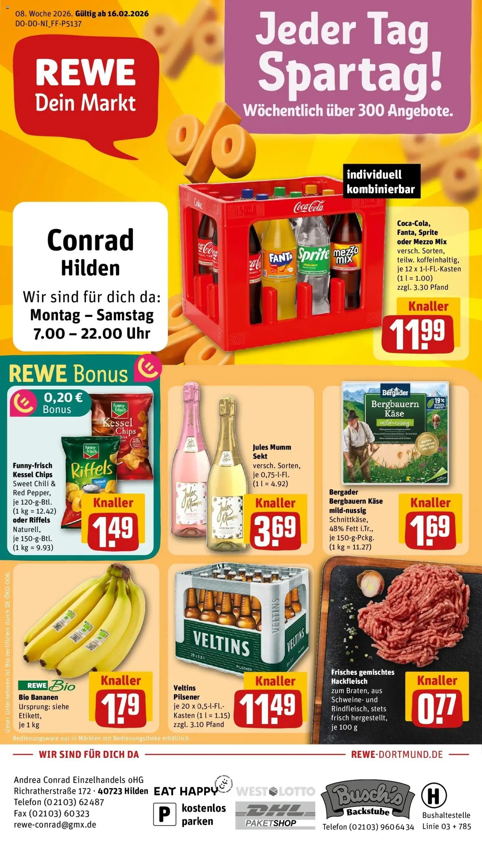 Rewe prospekt Hilden	 – gültig ab 16.02.2026 | Seite: 1 | Produkte: Mumm sekt, Jules mumm, Chili, Chips
