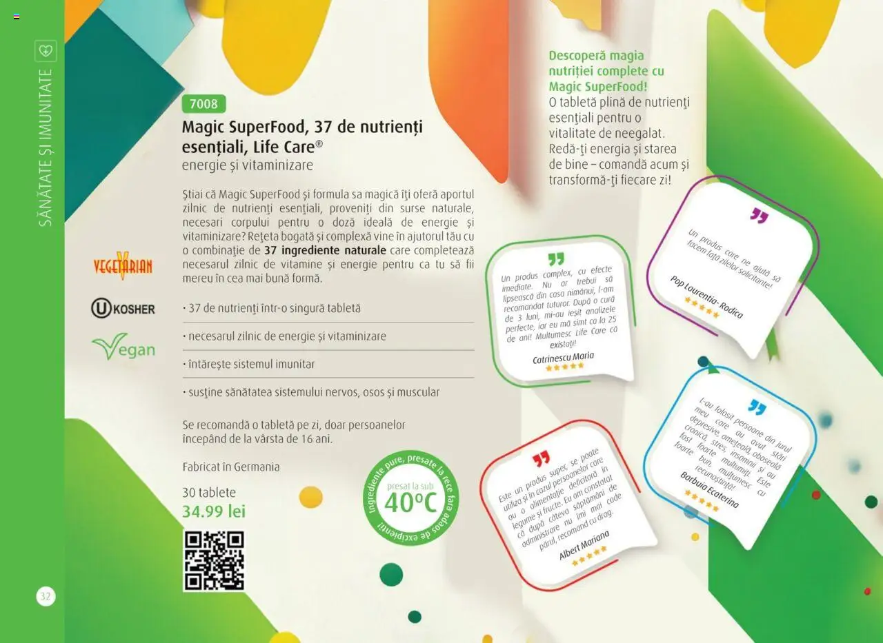 Life Care catalog - Aprilie/Octombrie – valabil de la 01.04.2025 | Pagină: 34 | Produse: Tabletă, Legume
