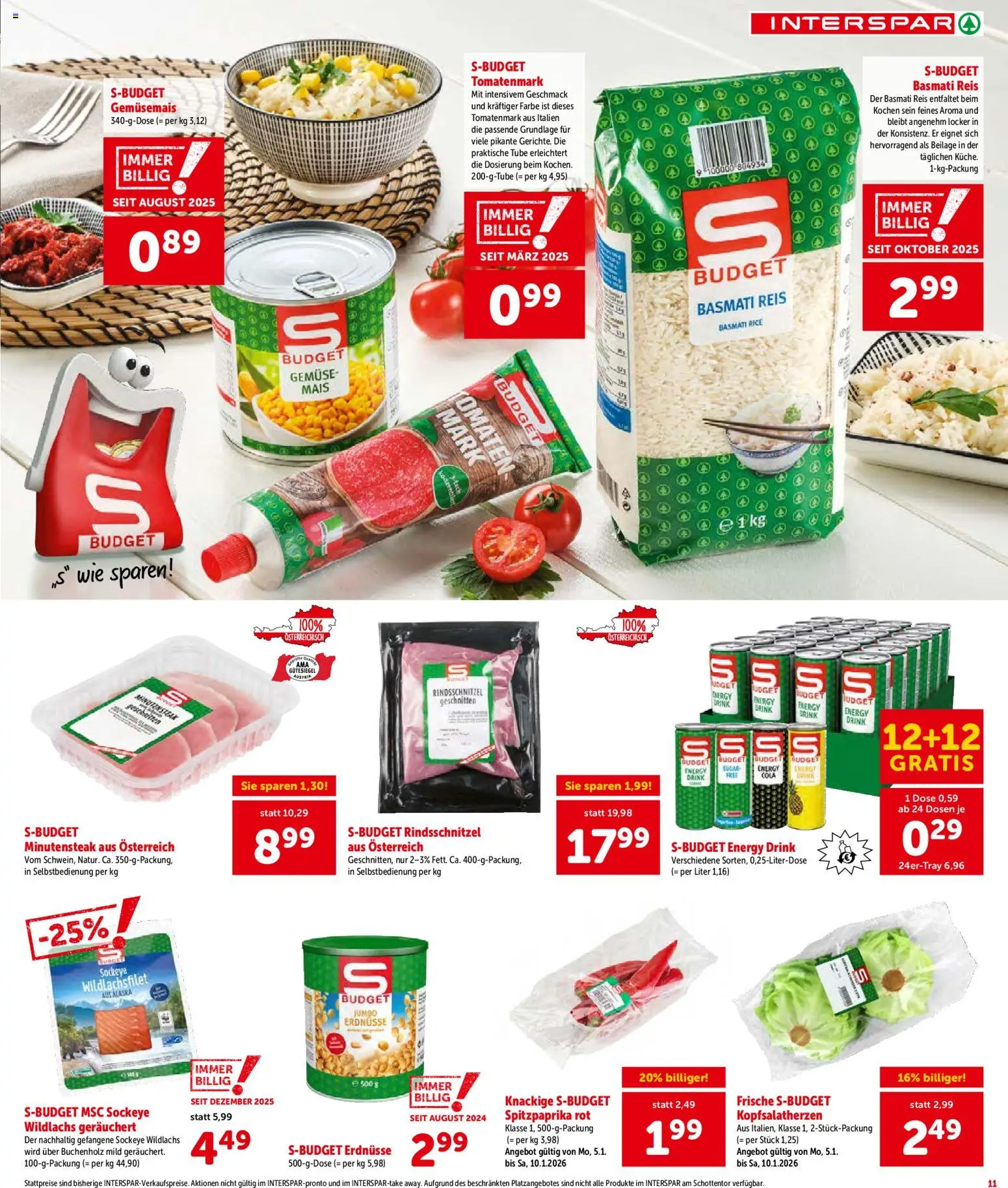 Interspar Flugblatt - Oberösterreich gültig ab 08.01.2026 | Seite: 11 | Produkte: Gemüse, Папионка, Reis