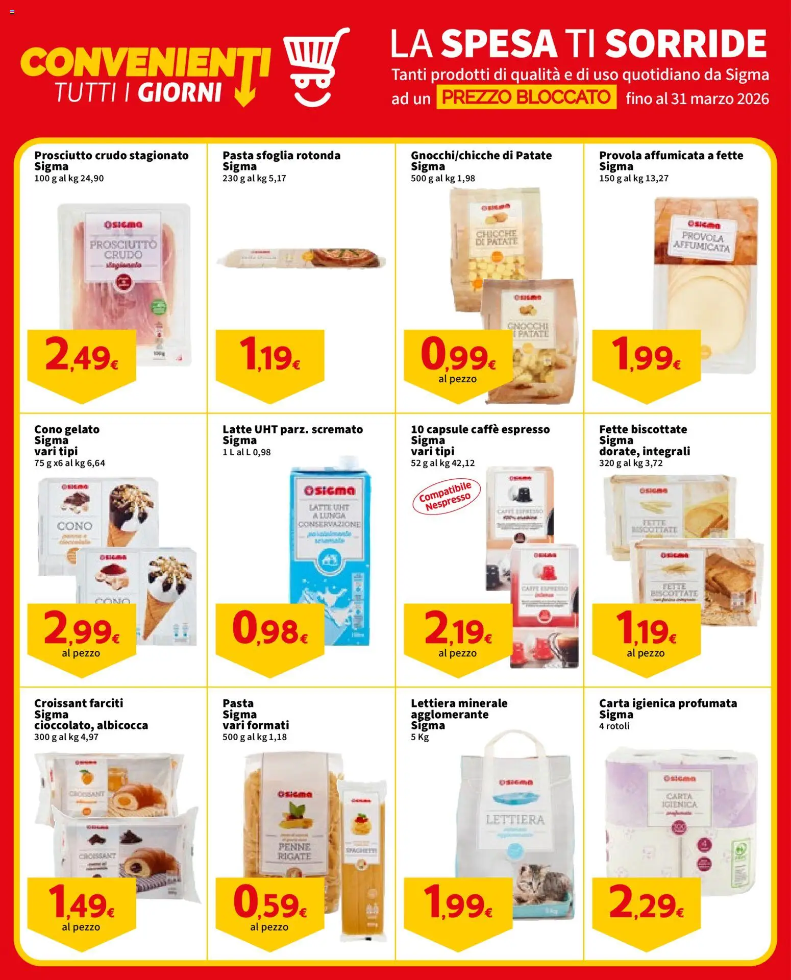 Volantino SIGMA del 10.03.2026 | Pagina: 8 | Prodotti: Carta igienica, Caffè, Pasta, Provola
