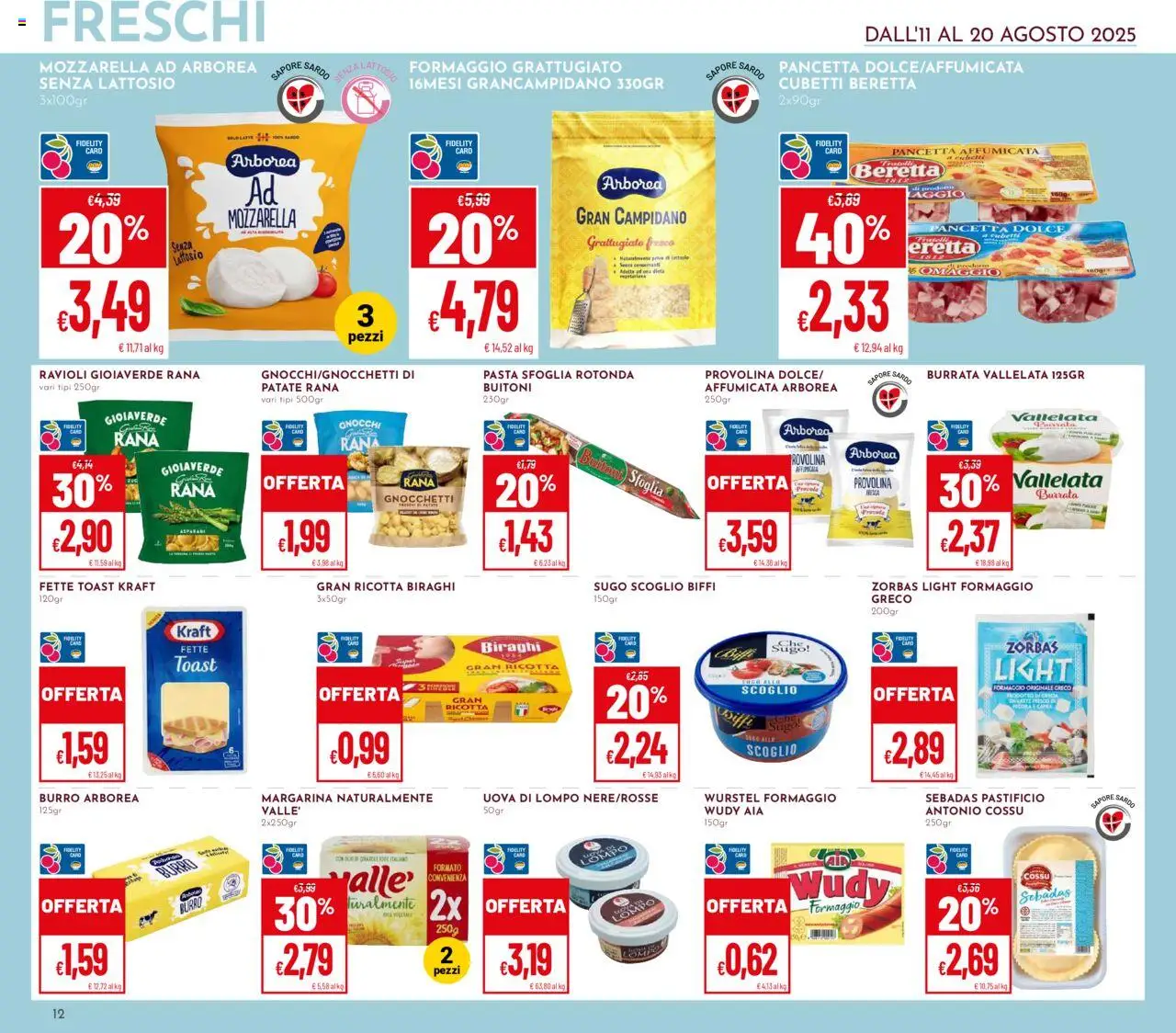 Volantino Pan del 11.08.2025 | Pagina: 12 | Prodotti: Pasta sfoglia, Pasta, Ricotta, Gnocchetti