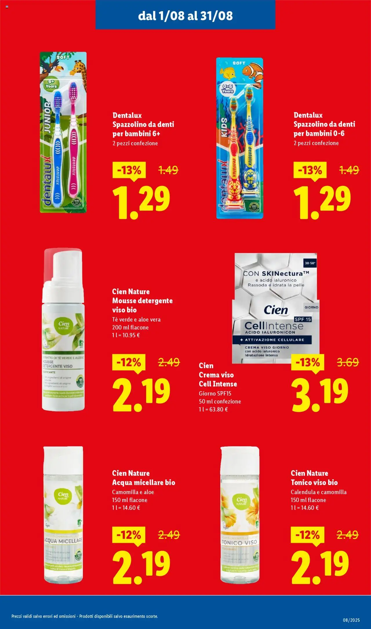 Volantino Lidl del 01.08.2025 | Pagina: 13 | Prodotti: Crema, Cellulare, Acqua, Aloe vera