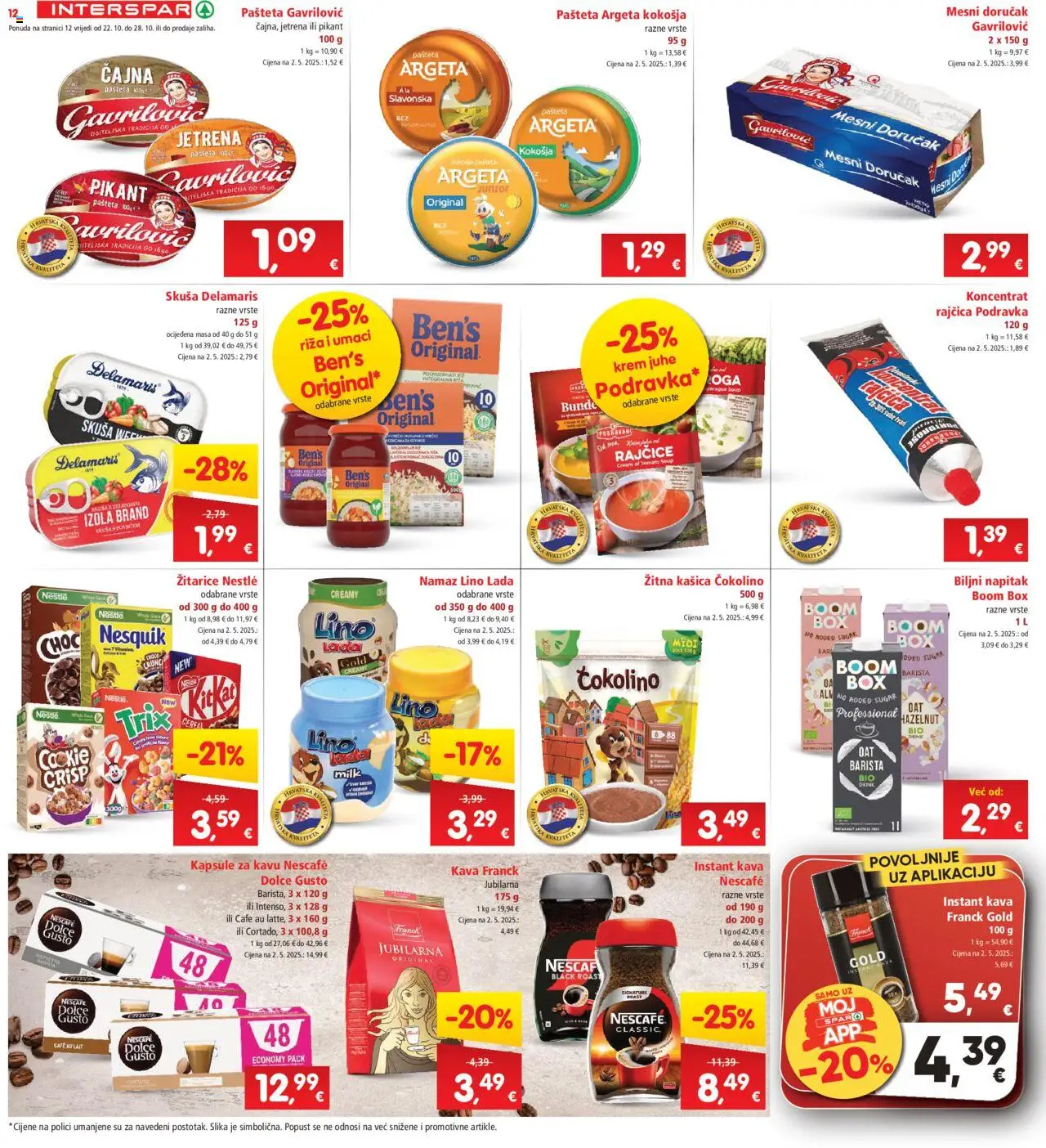 Interspar katalog | vrijedi od 22.10.2025 | Stranica: 14 | Proizvodi: Nescafe, Kava, Nesquik, Pašteta