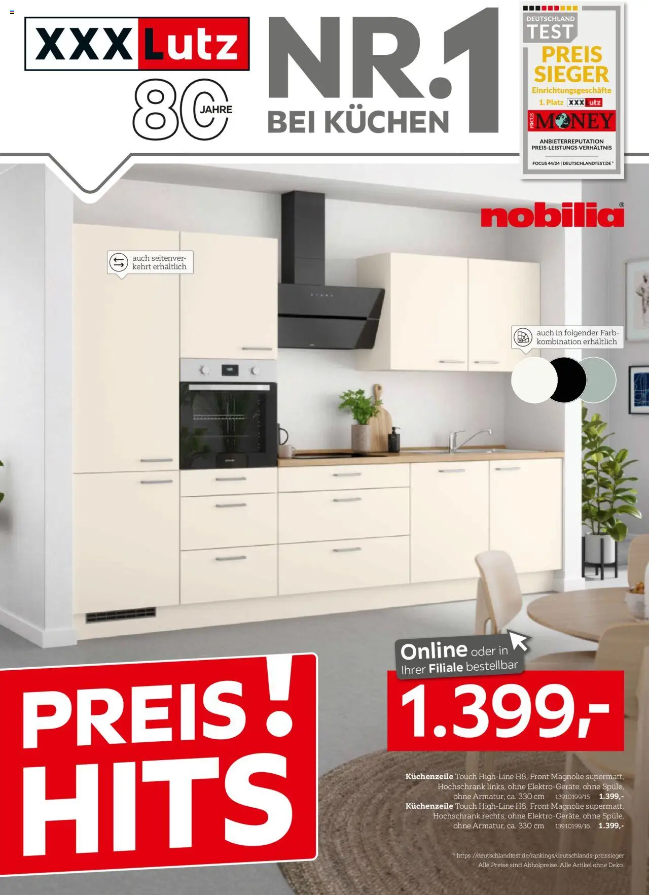 XXXL Lutz Nr. 1 bei Küchen - gültig ab dem 11.08.2025 | Seite: 1 | Produkte: Küchenzeile, Hochschrank, Kuchen