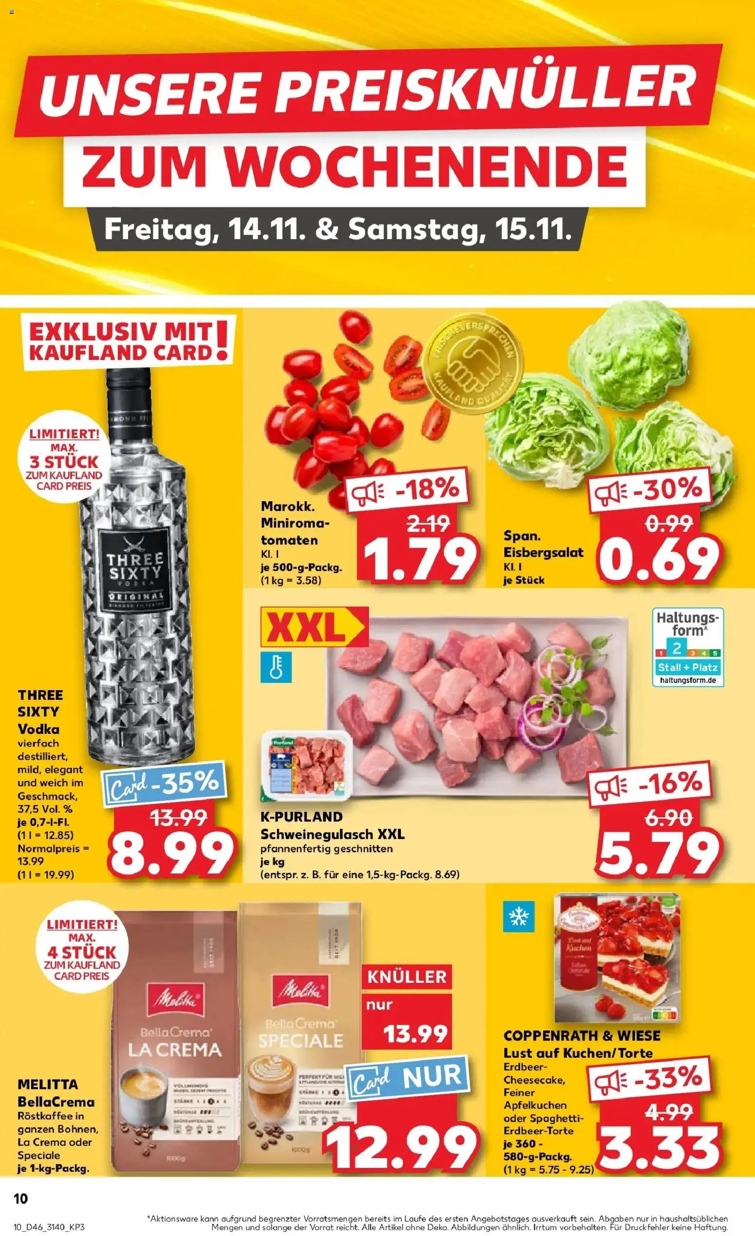 Kaufland prospekt Taucha	 – gültig ab 13.11.2025 | Seite: 10 | Produkte: Melitta, Tomaten, Eisbergsalat, Vodka