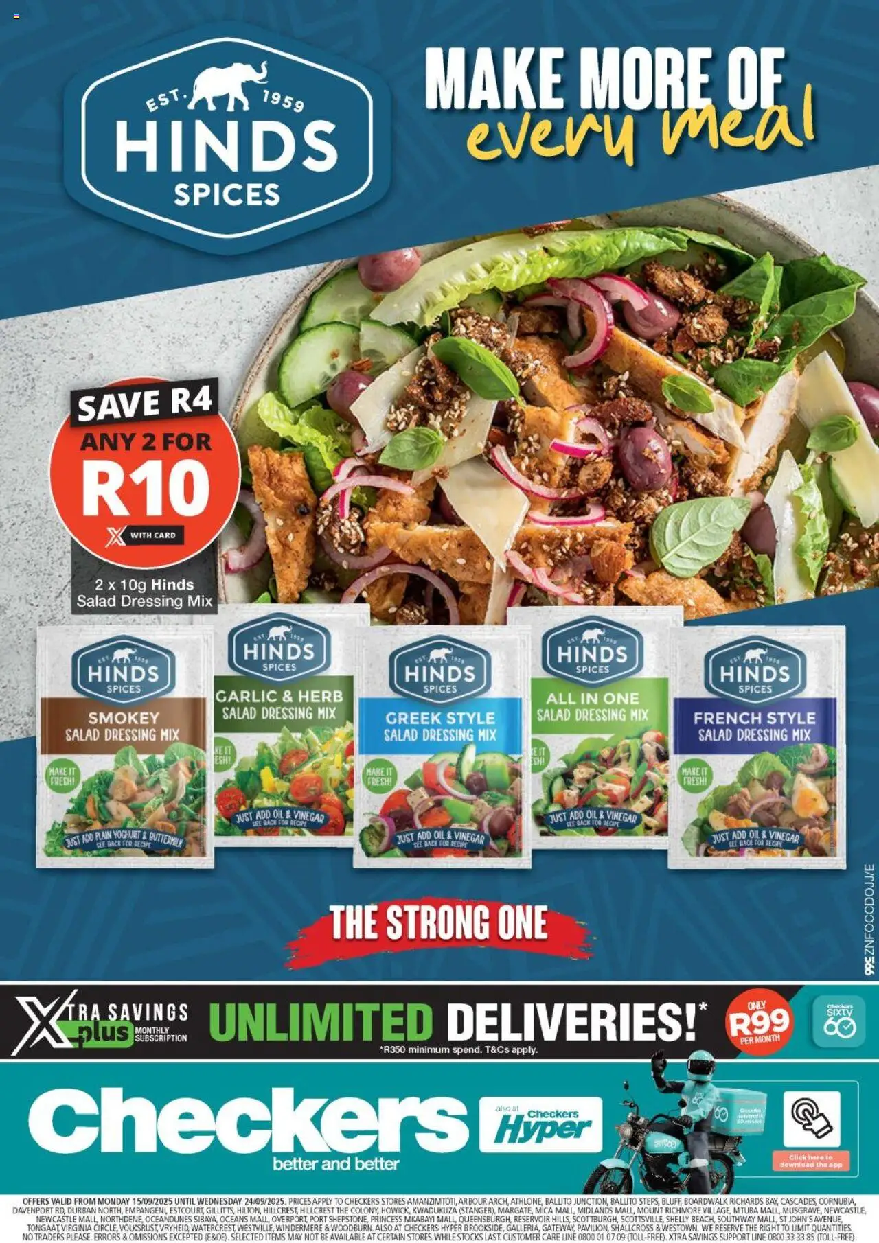 New Checkers catalogue – valid from 15.09.2025 | Page: 1 | Products: Salad dressing, Vinegar, Spices, Garlic