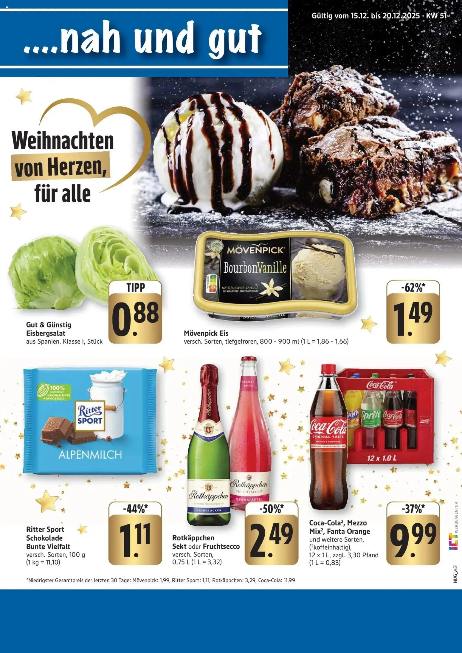 Edeka prospekt Neuhofen	 – gültig ab 14.12.2025 | Seite: 1 | Produkte: Coca cola, Ritter sport, Rotkäppchen, Eis