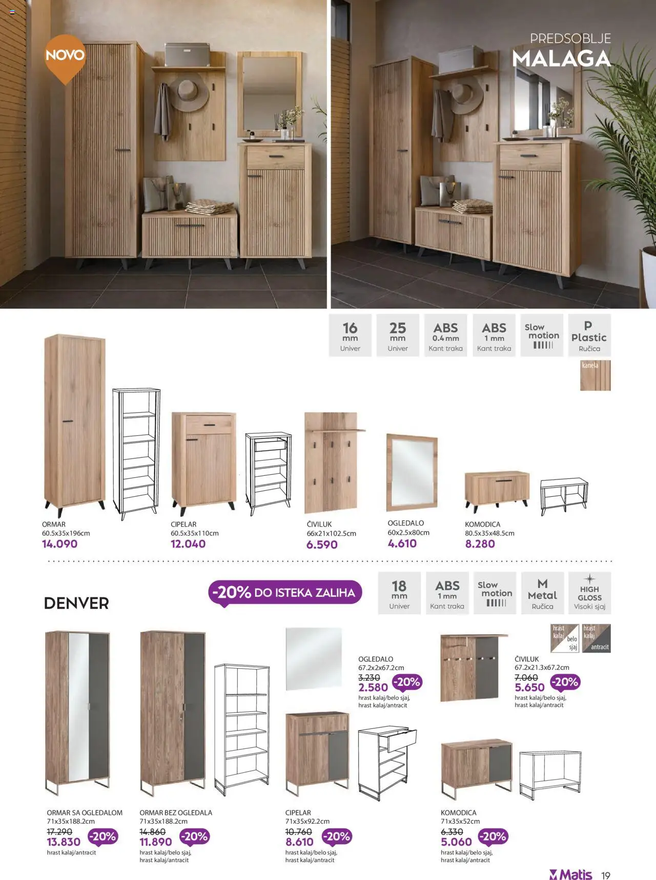 Matis katalog - važi od 01.08.2025 | Strana: 19 | Proizvode: Ormar, Ogledalo, Civiluk, Cipelar