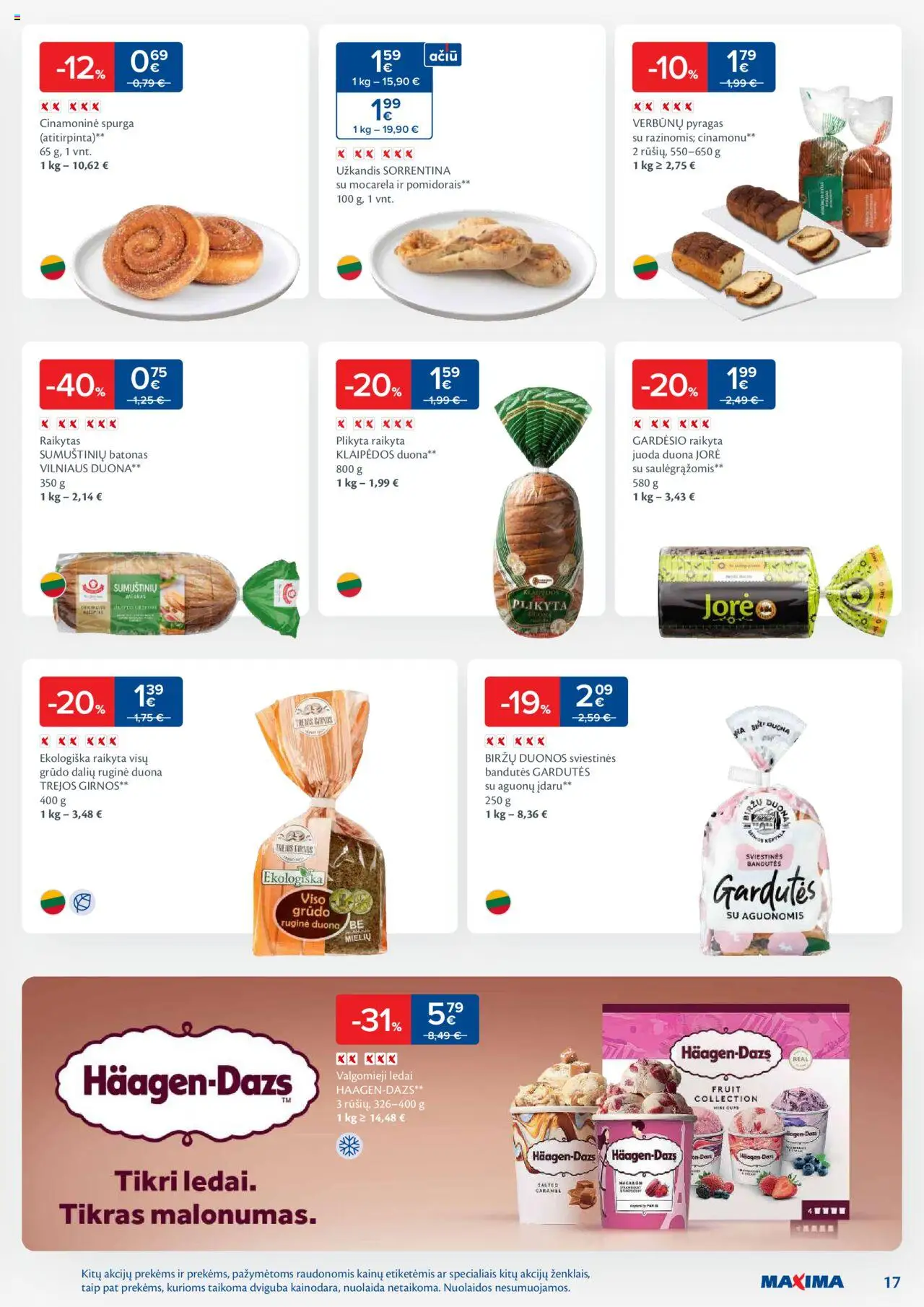 MAXIMA leidinys│galioja nuo 19.08.2025 | Puslapis: 17 | Prekių: Ledai, Batonas, Spurga, Valgomieji ledai