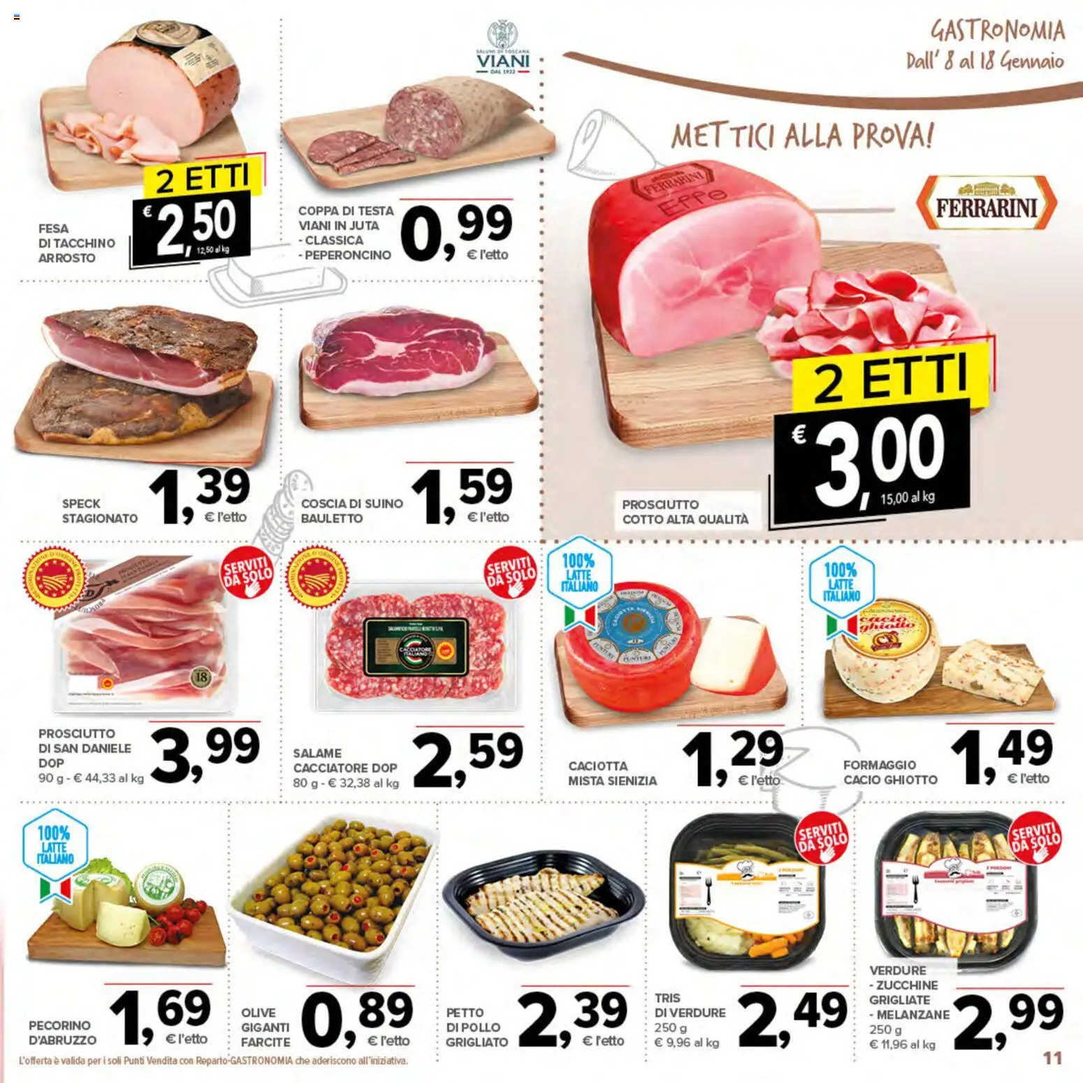 Volantino Todis del 08.01.2026 | Pagina: 11 | Prodotti: Verdure, Suino, Formaggio, Prosciutto
