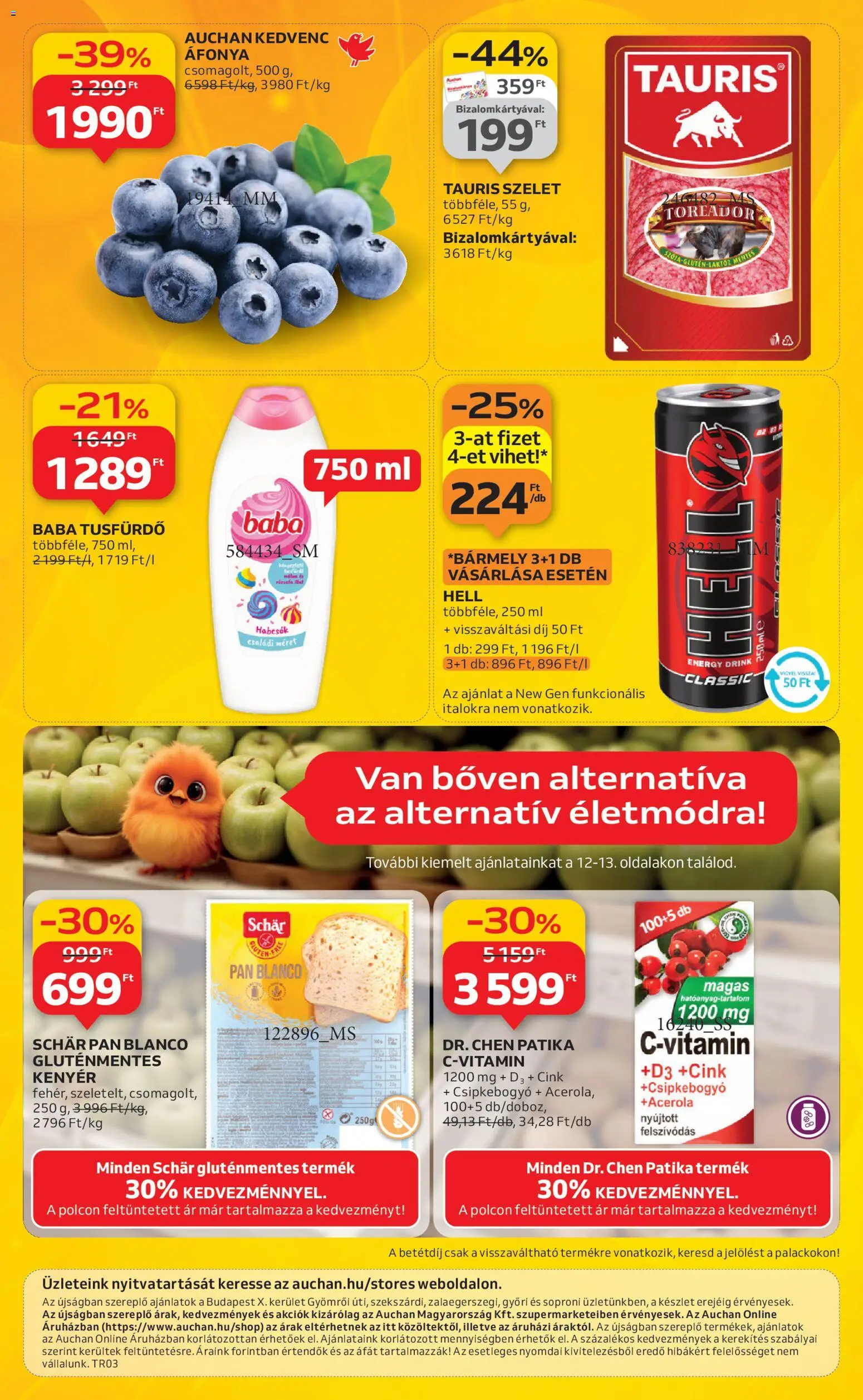 Auchan akciós ujság - amely érvényes a következő dátumtól: 15.01.2026 | Oldal: 16 | Termékek: Áfonya, Kenyér, Tusfürdő, Gluténmentes