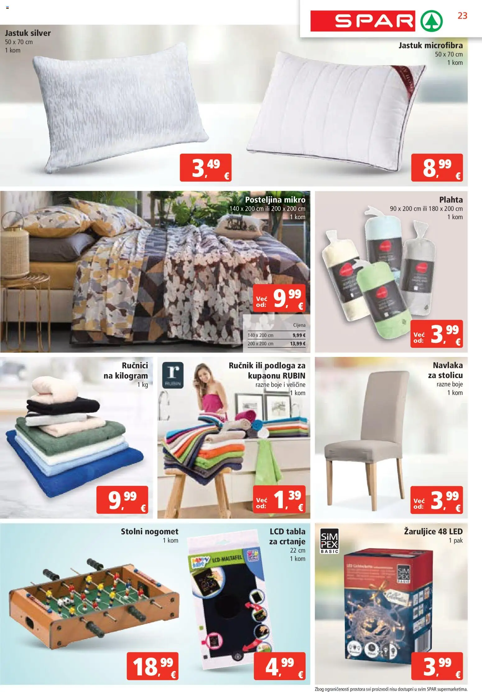 Spar katalog | vrijedi od 29.10.2025 | Stranica: 23 | Proizvodi: Jastuk, Ručnik, Plahta, Posteljina