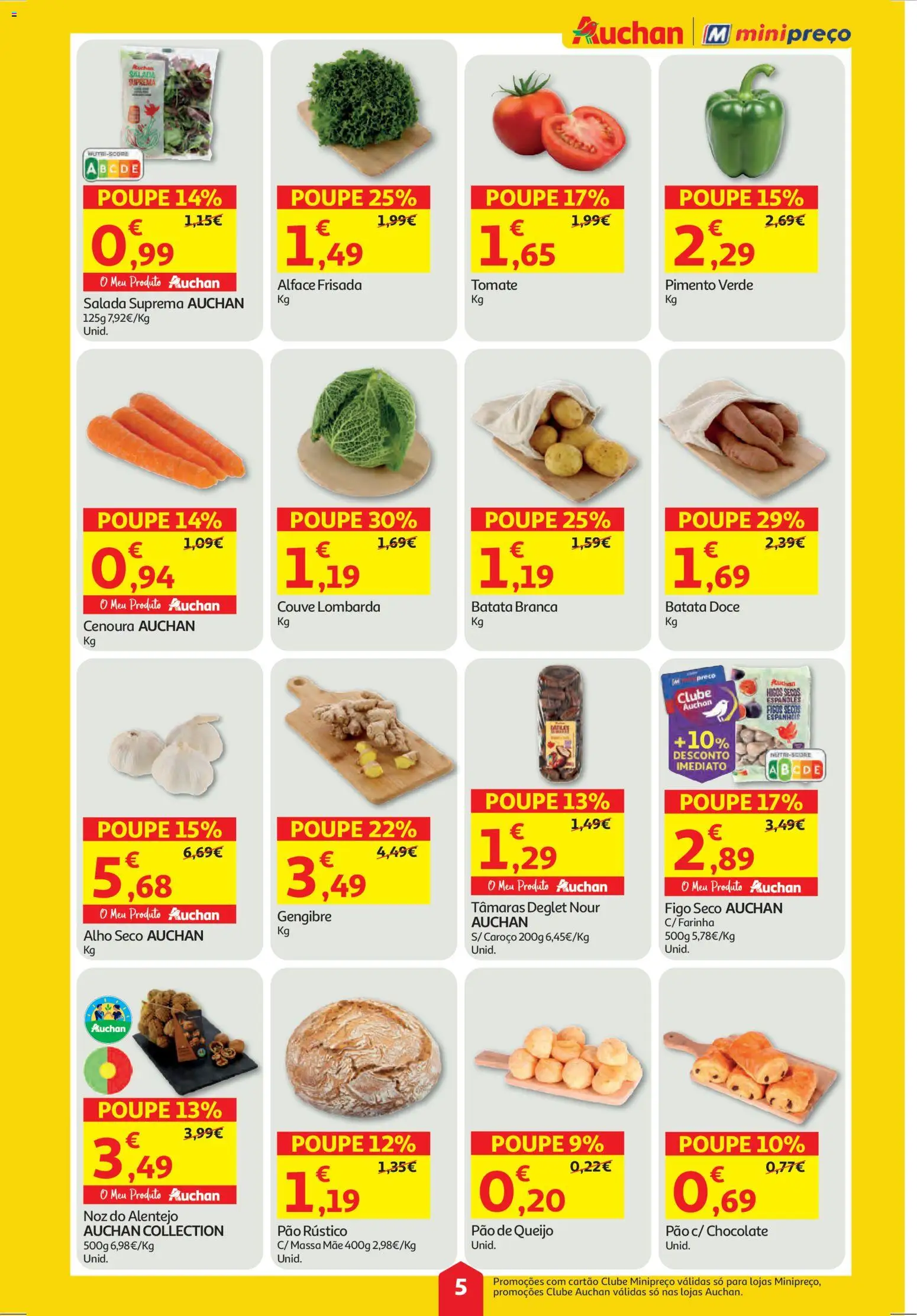 Auchan - Super Poupança │ válido de 06.11.2025 | Página: 5 | Produtos: Pão de queijo, Massa, Cenoura, Couve