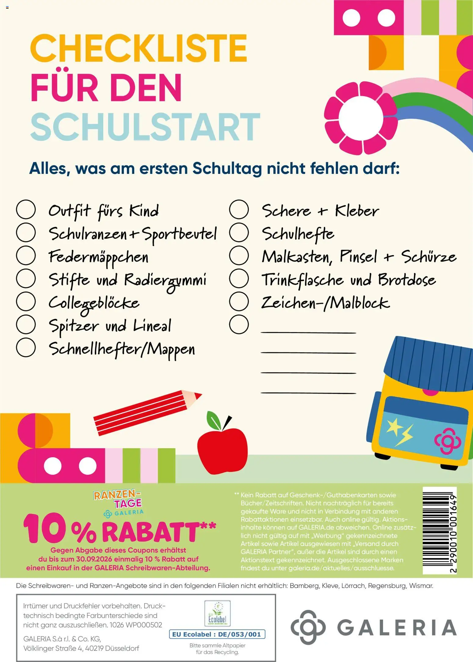 Galeria Karstadt Kaufhof Prospekt Schulranzen  	 – gültig ab 02.03.2026 | Seite: 32 | Produkte: Pinsel