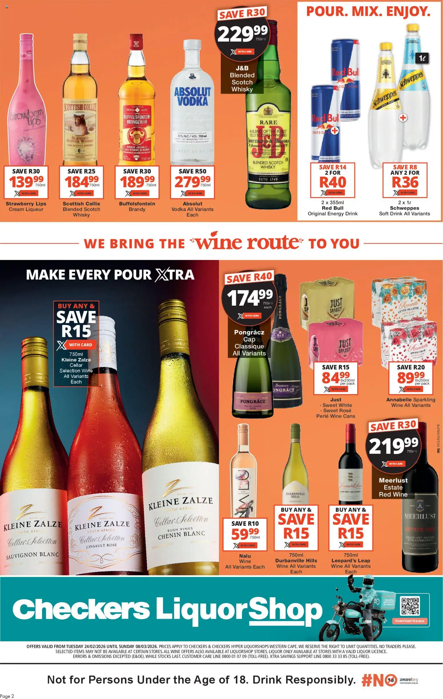 New Checkers catalogue – valid from 24.02.2026 | Page: 2 | Products: Brandy, Wine, Cream, Vodka