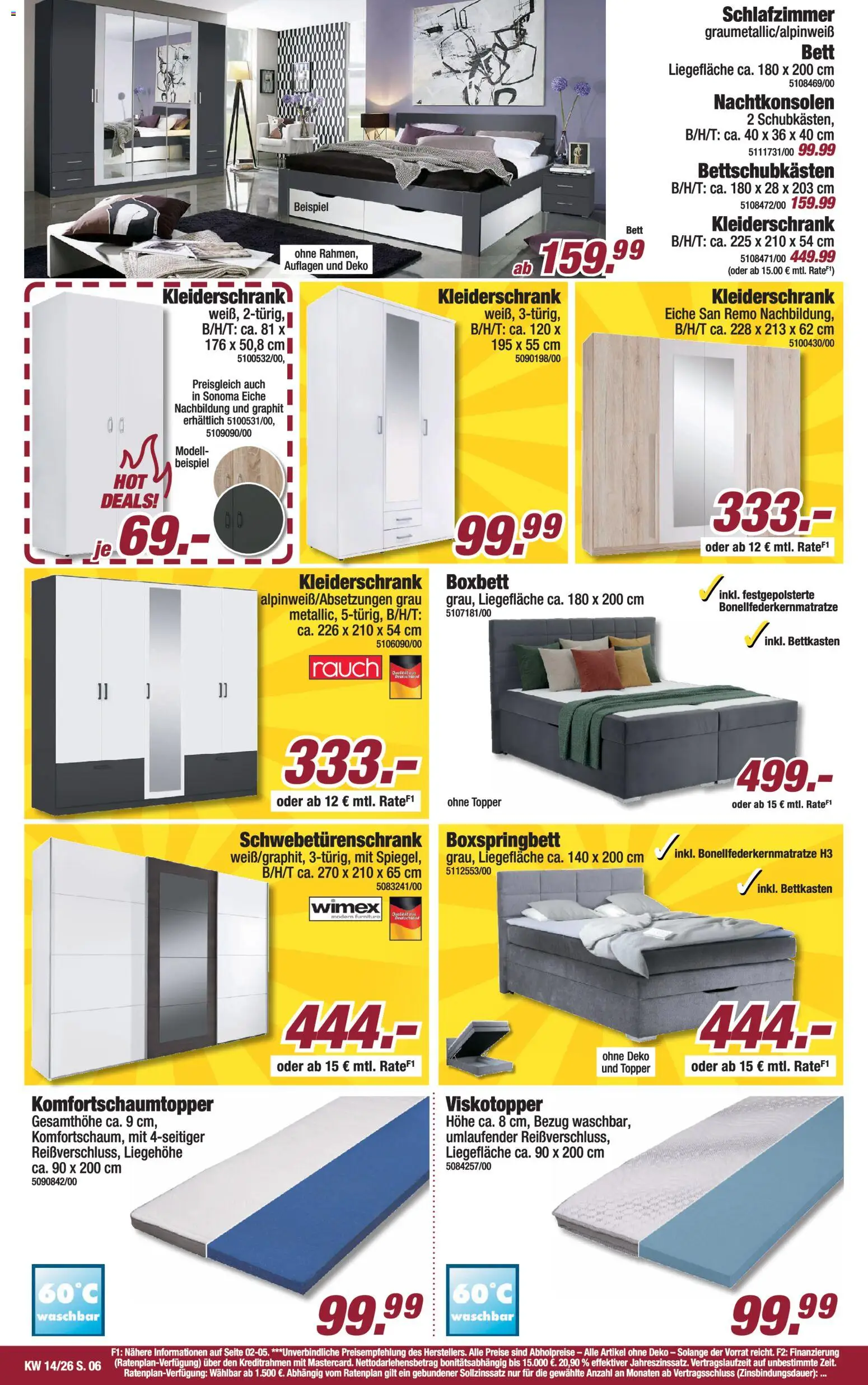 Poco Prospekt 	 – gültig ab 29.03.2026 | Seite: 6 | Produkte: Kleiderschrank, Schwebetürenschrank, Boxspringbett, Topper