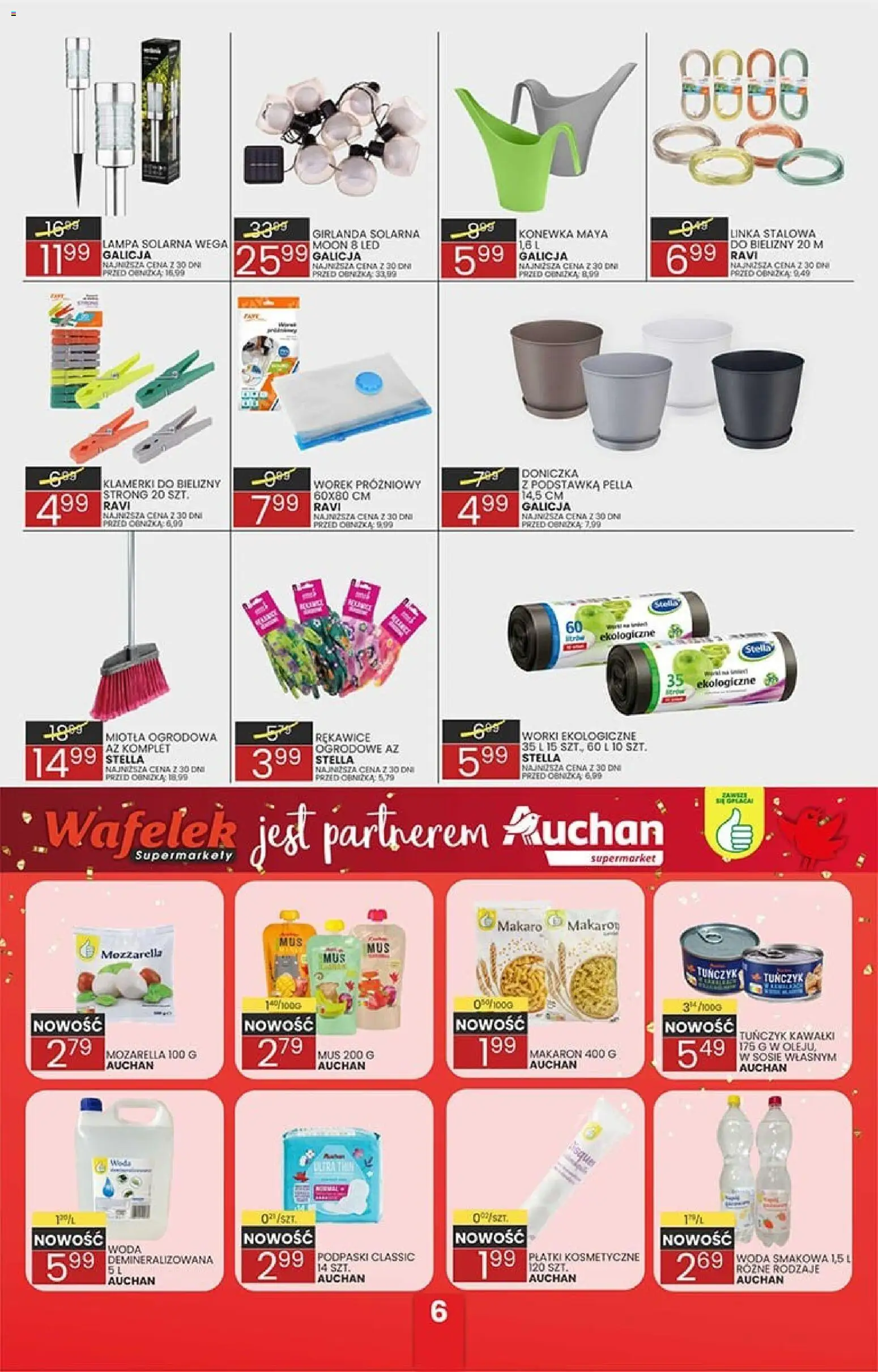 Wafelek - Gazetka od 07.04.2026 | Strona: 6 | Produkty: Lampa solarna, Podpaski, Lampa, Mozzarella