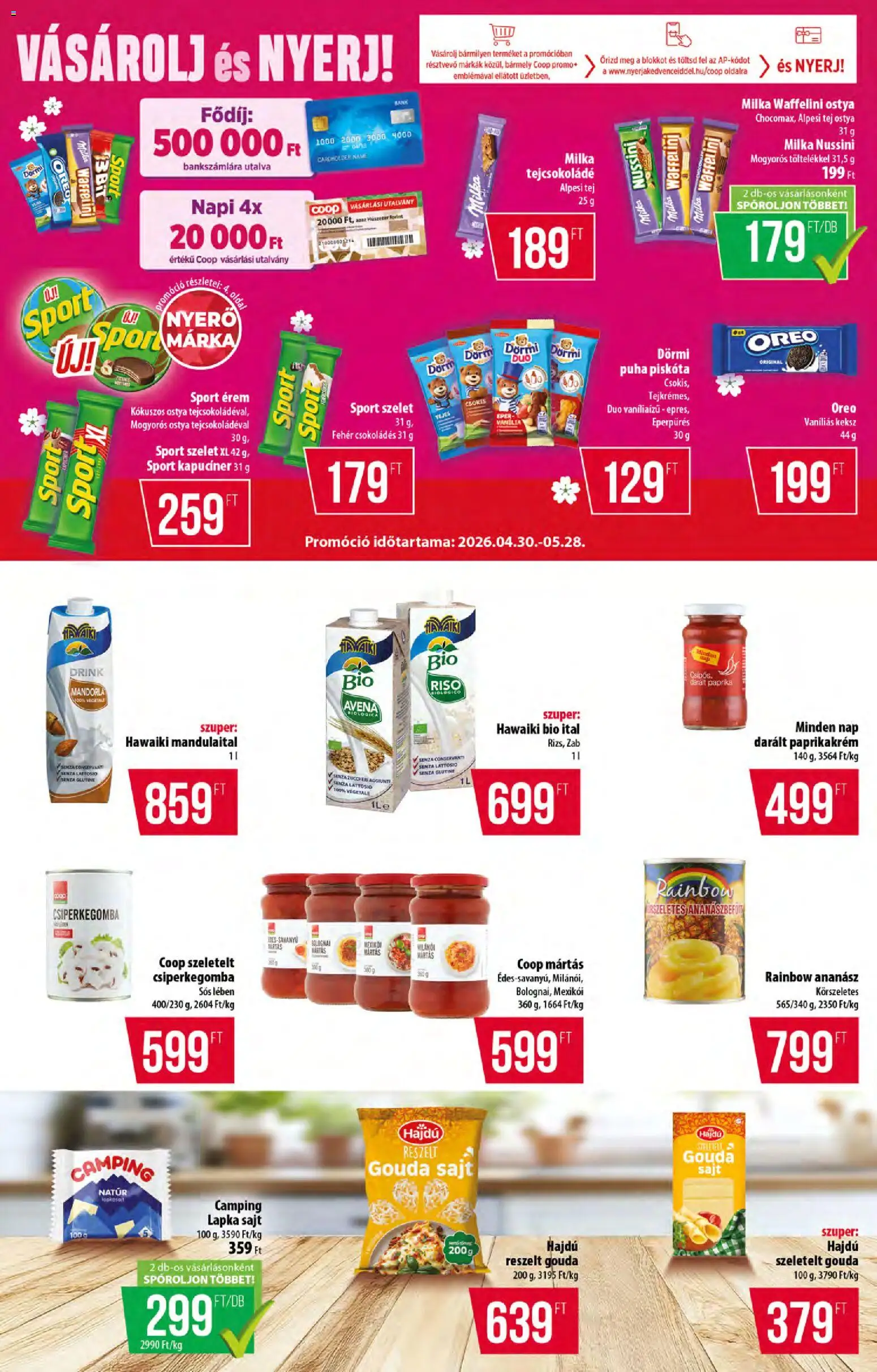 COOP akciós ujság - amely érvényes a következő dátumtól: 30.04.2026 | Oldal: 7 | Termékek: Csiperkegomba, Gouda, Sajt, Keksz