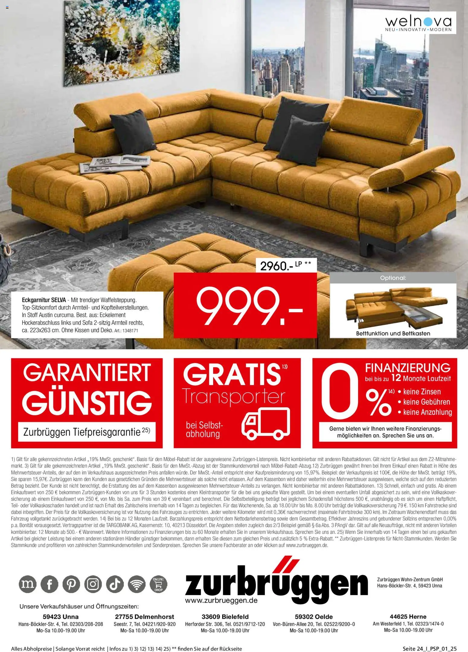 Zurbrüggen  Polstermöbel-Spezial – gültig ab 27.10.2025 | Seite: 24 | Produkte: Kissen, Sofa, Uhr