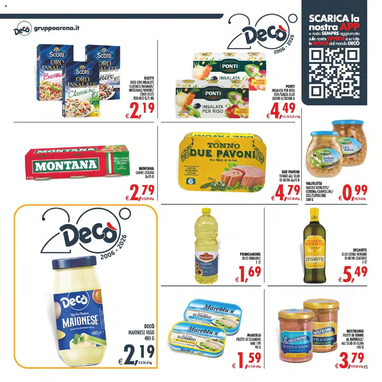 Volantino Decò del 07.04.2026 | Pagina: 11 | Prodotti: Riso, Acqua, Maionese, Sgombro