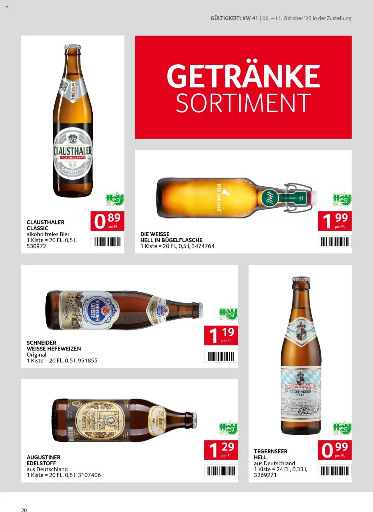 Transgourmet Zustellaktion gültig ab 05.10.2025 | Seite: 20 | Produkte: Bier