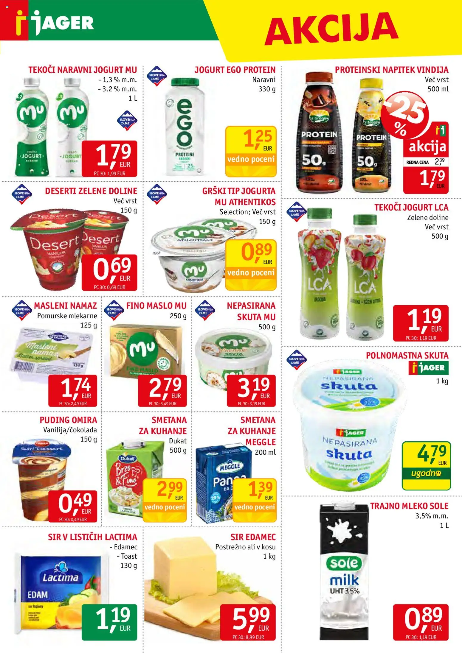 Novi Jager katalog ponudbe – veljaven od 28.01.2026 | Stran: 5 | Izdelki: Edamec, Toast, Namaz, Mleko
