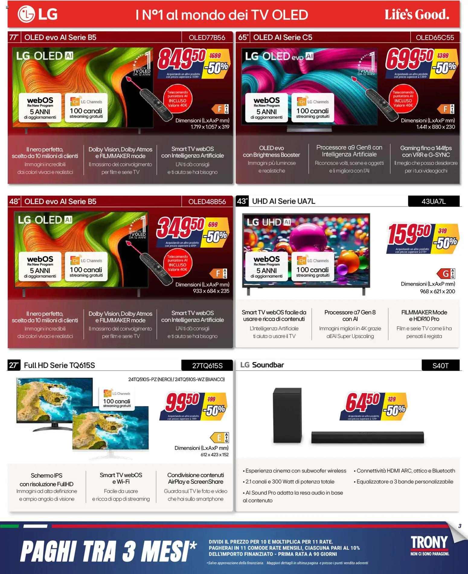 Volantino Trony del 28.04.2026 | Pagina: 3 | Prodotti: Telecomando, smart TV, Video, Audio