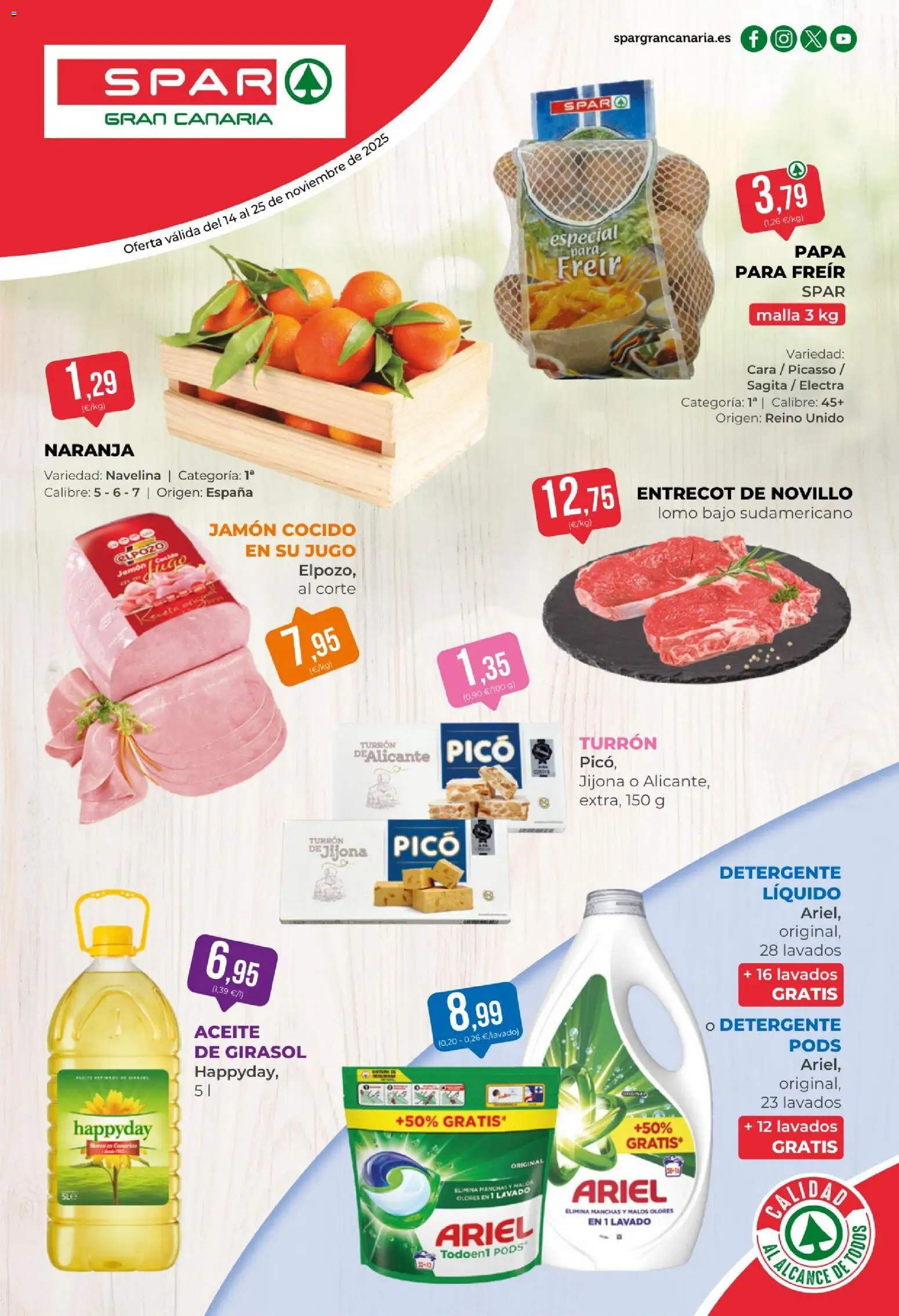 Spar - folleto │ válido desde el 14.11.2025 | Página: 1 | Productos: Detergente, Aceite, Jamón, Jamón cocido