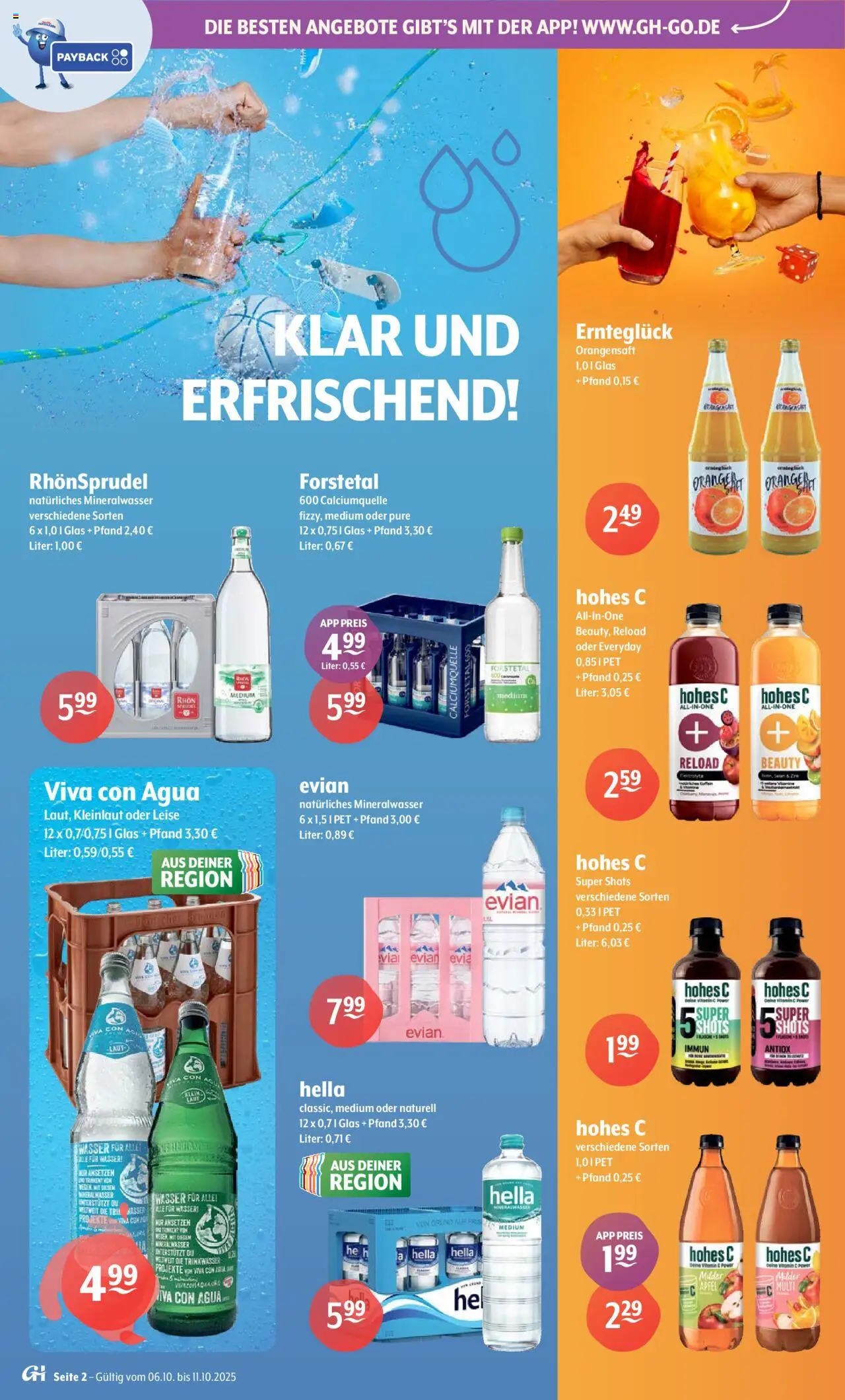 Getränke Hoffmann - Hamburg – gültig ab 06.10.2025 | Seite: 2 | Produkte: Äpfel, Hella, Hohes c, Rhonsprudel