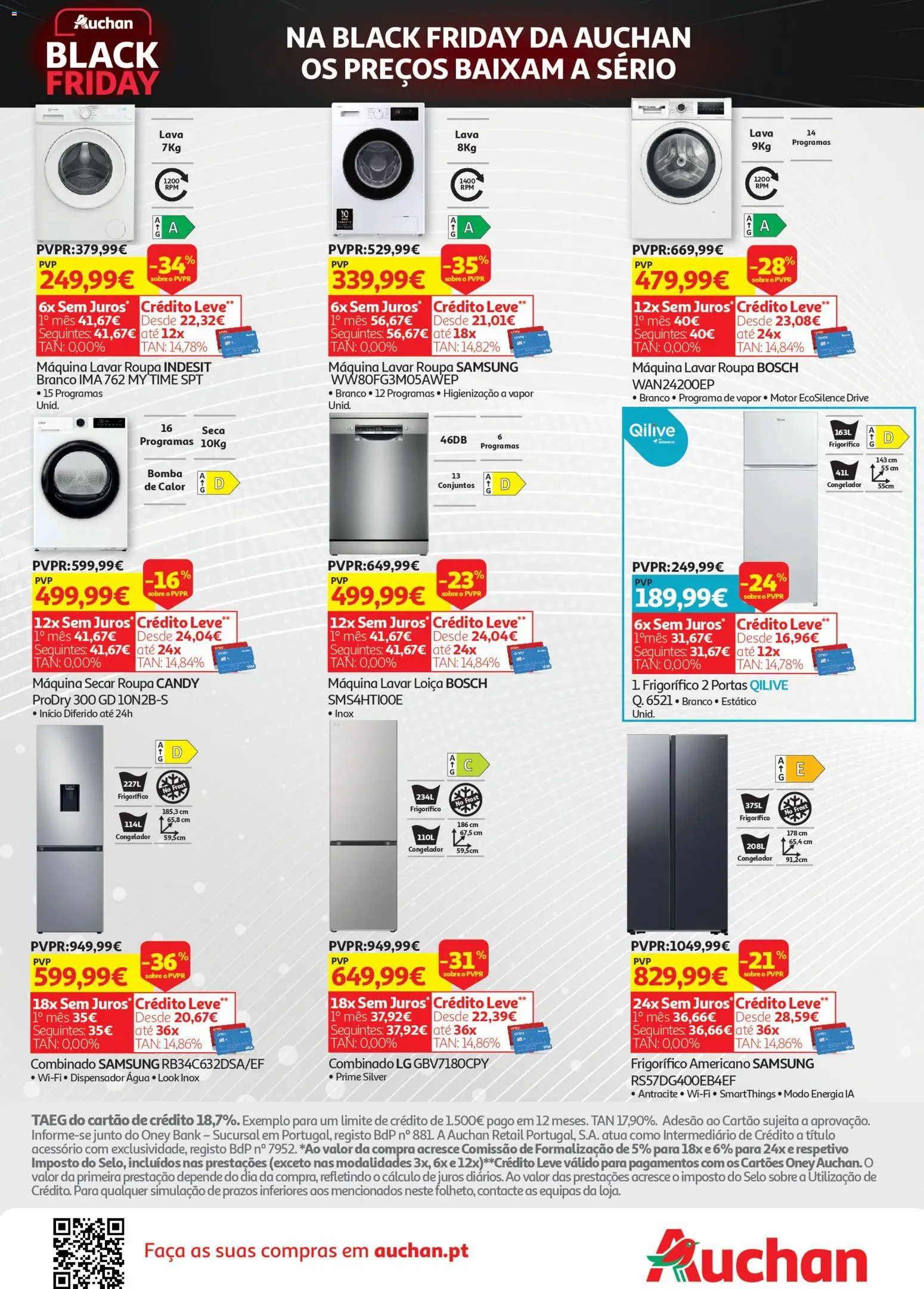 Auchan - Black Friday │ válido de 24.11.2025 | Página: 8 | Produtos: Faca, Frigorífico, Congelador, Portas