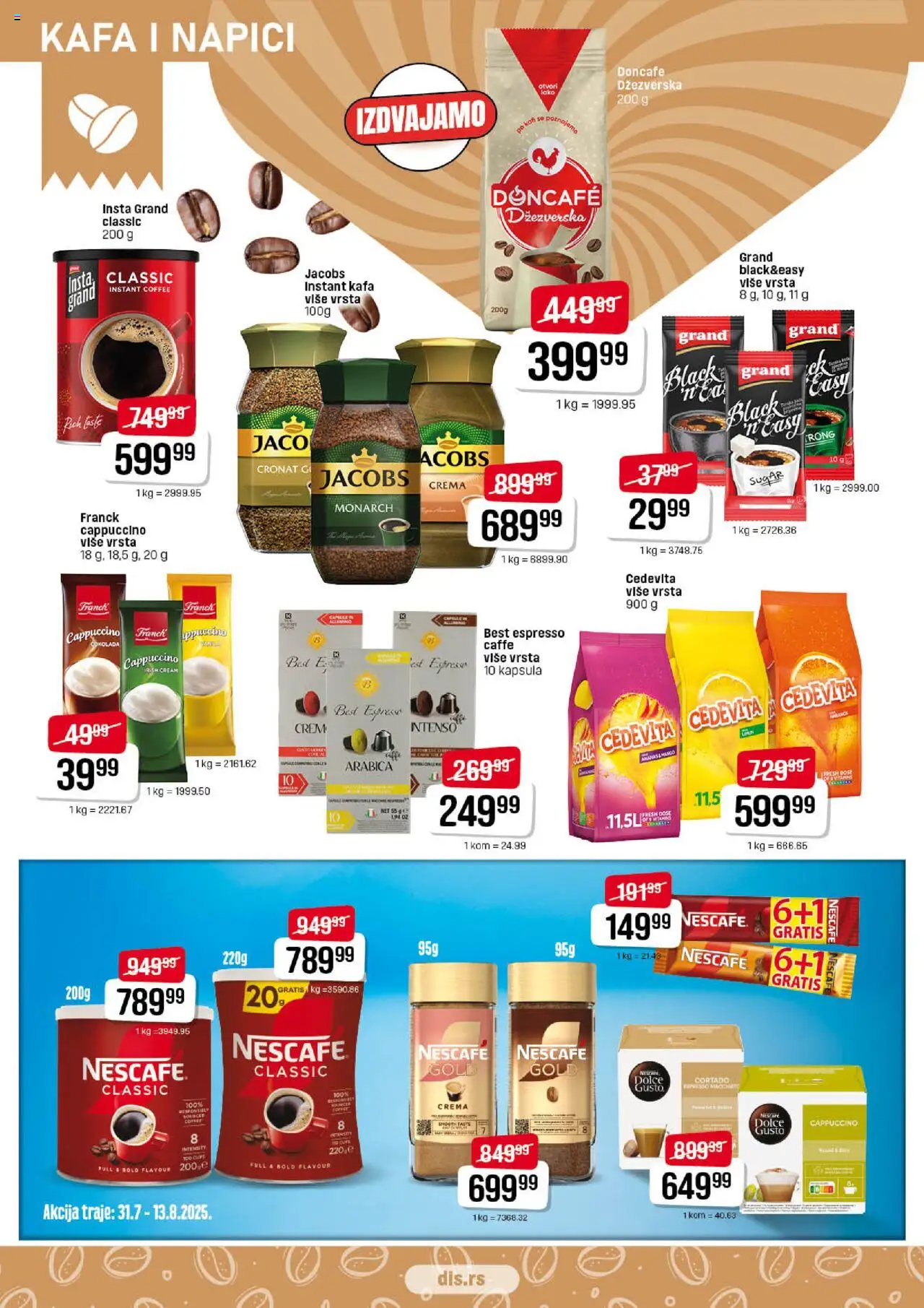 DIS katalog - važi od 31.07.2025 | Strana: 10 | Proizvode: Ananas, Mango, Cedevita, Kafa