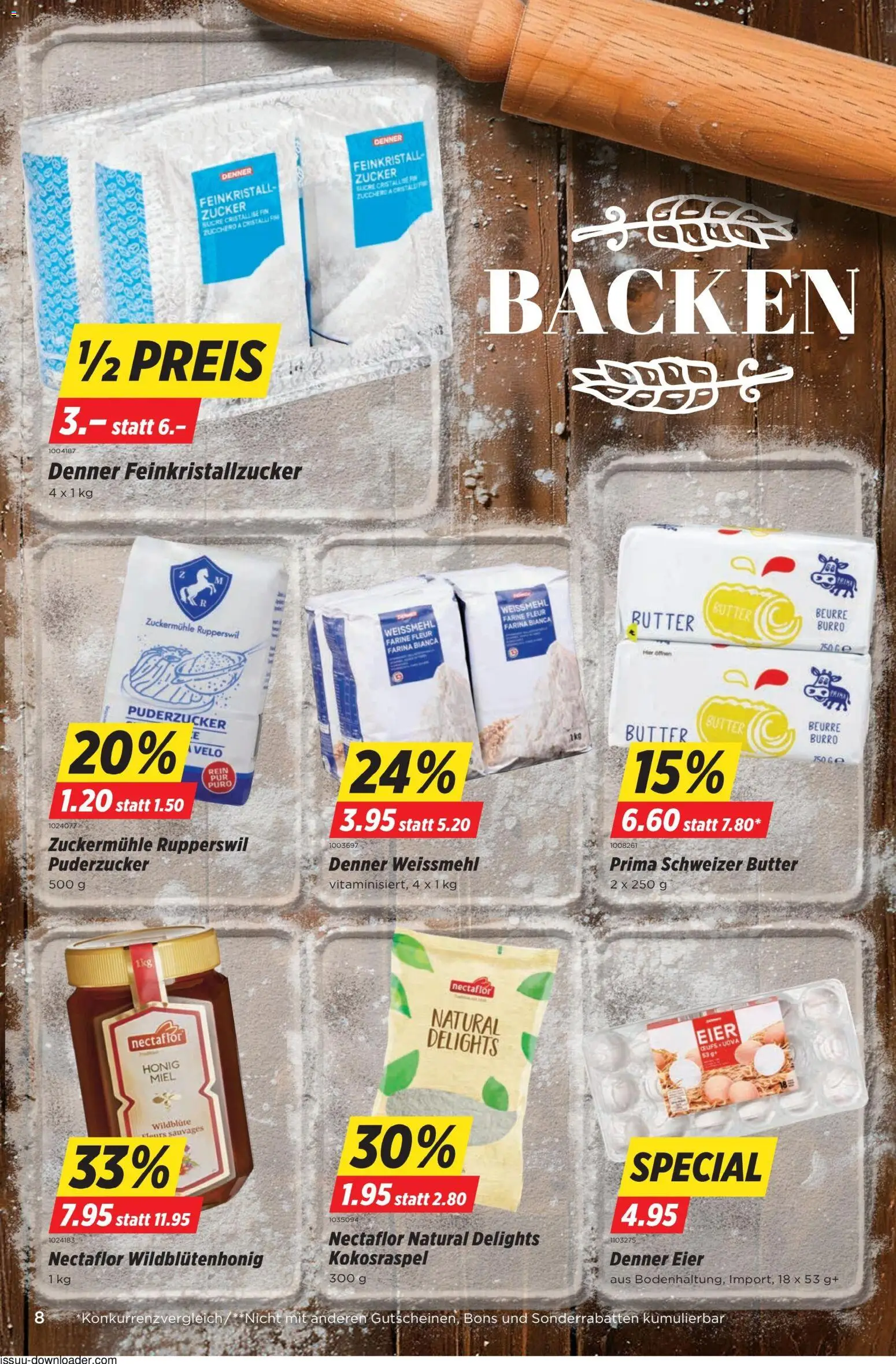 Denner Aktionen – gültig ab 28.10.2025 | Seite: 8 | Produkte: Butter, Eier, Zucker