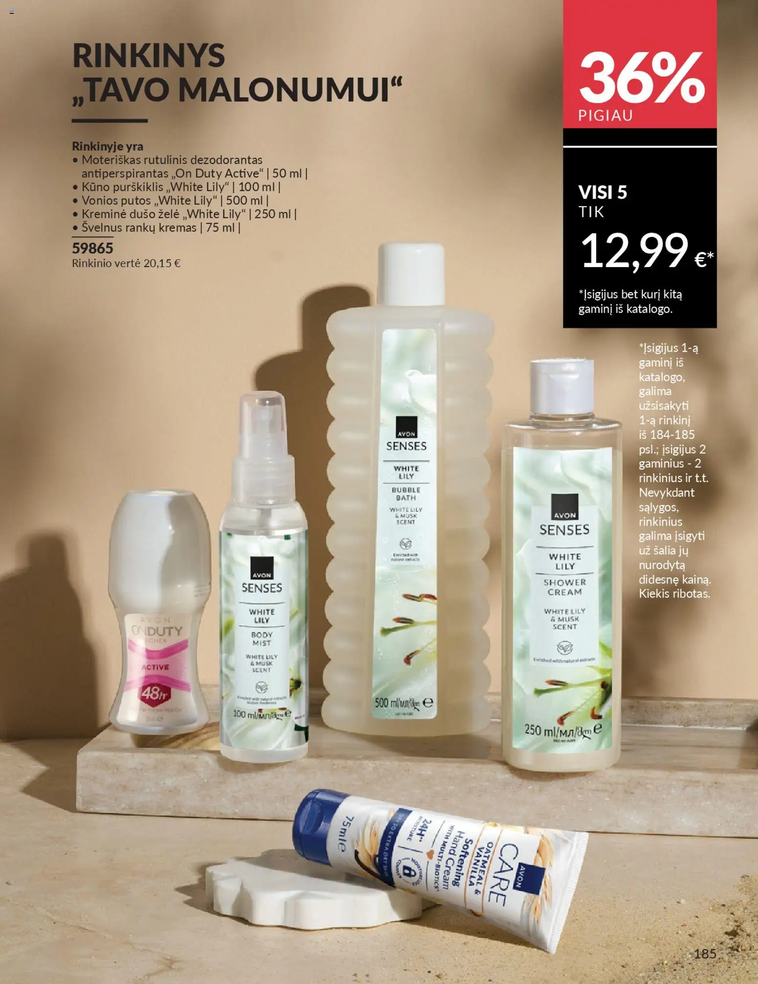 AVON akcijos nuo 01.01.2026 | Puslapis: 185 | Prekių: Kremas, Dušo želė, Dezodorantas, Antiperspirantas
