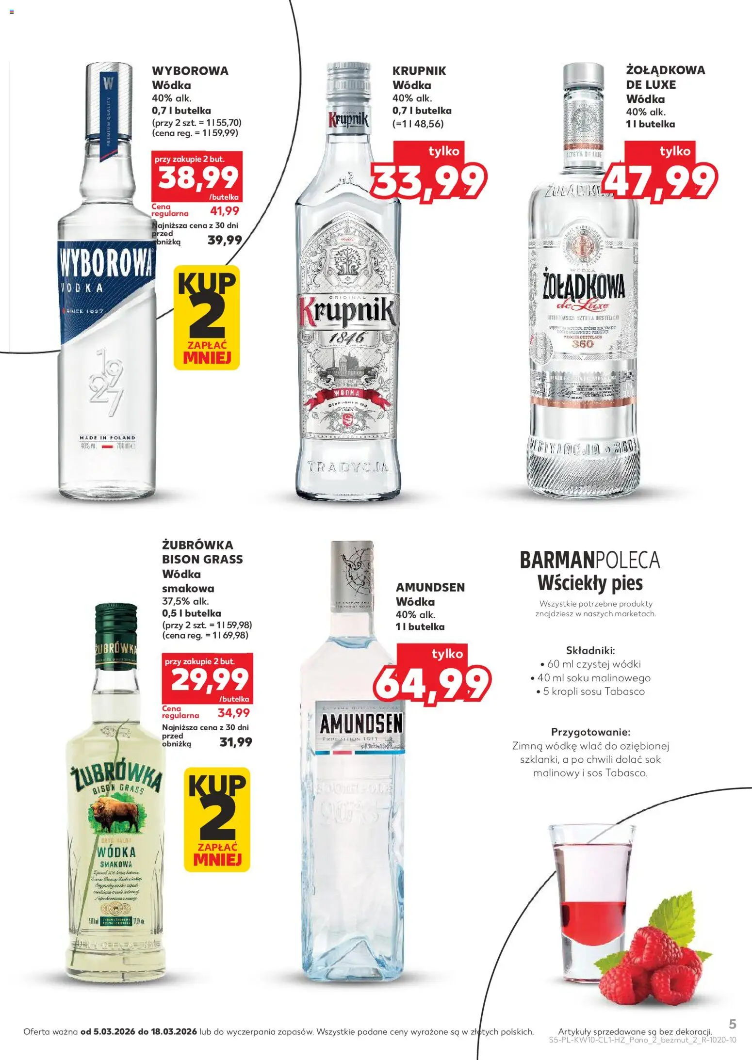 Kaufland Polsko leták - Barek od 05.03.2026 | Strana: 5 | Produkty: Tabasco, Vodka, Zubrowka