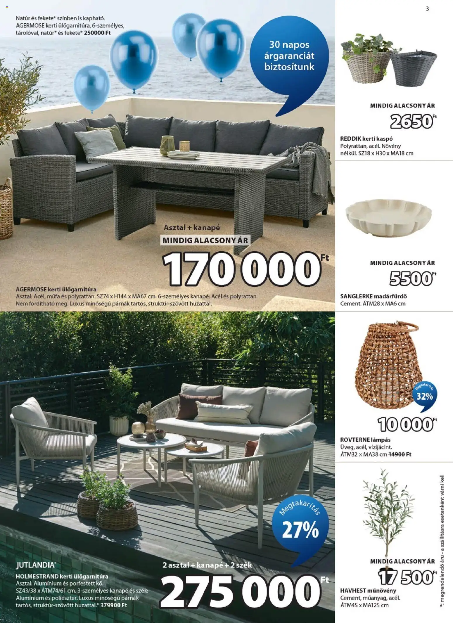 JYSK akciós ujság - amely érvényes a következő dátumtól: 29.04.2026 | Oldal: 3 | Termékek: Műnövény, Kanapé, Asztal, Kaspó