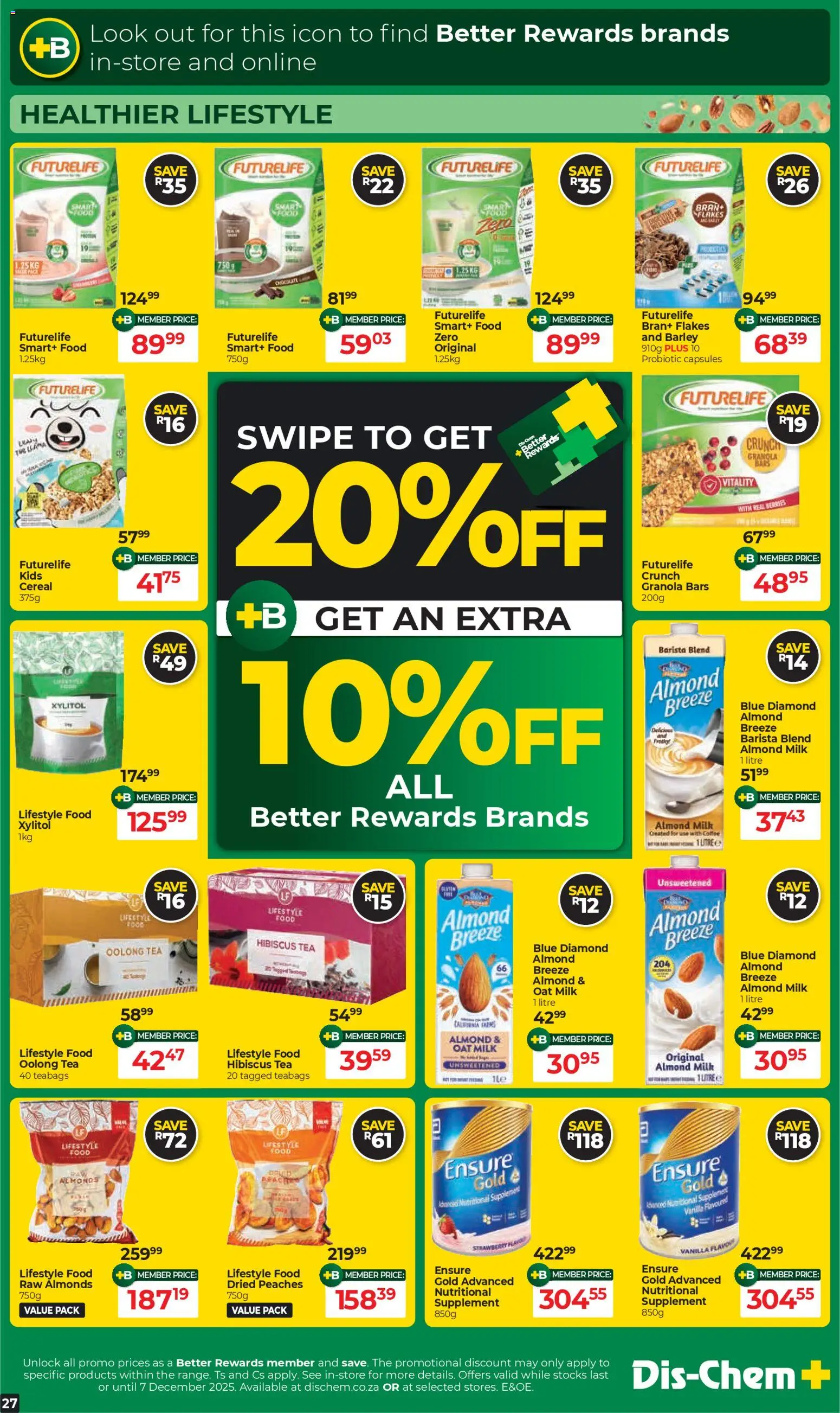New Dis-Chem catalogue – valid from 18.11.2025 | Page: 27 | Products: Milk, Coffee, Granola bars, Flakes