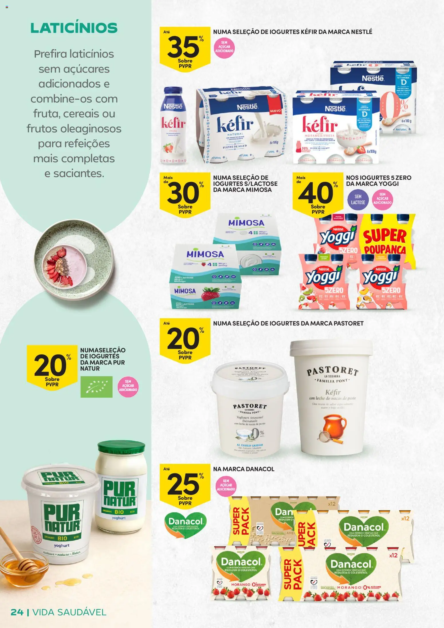 Continente - Vida Saudável: Passe a comer melhor │ válido de 20.01.2026 | Página: 24 | Produtos: Iogurtes, Nestlé, Açúcar, Cereais