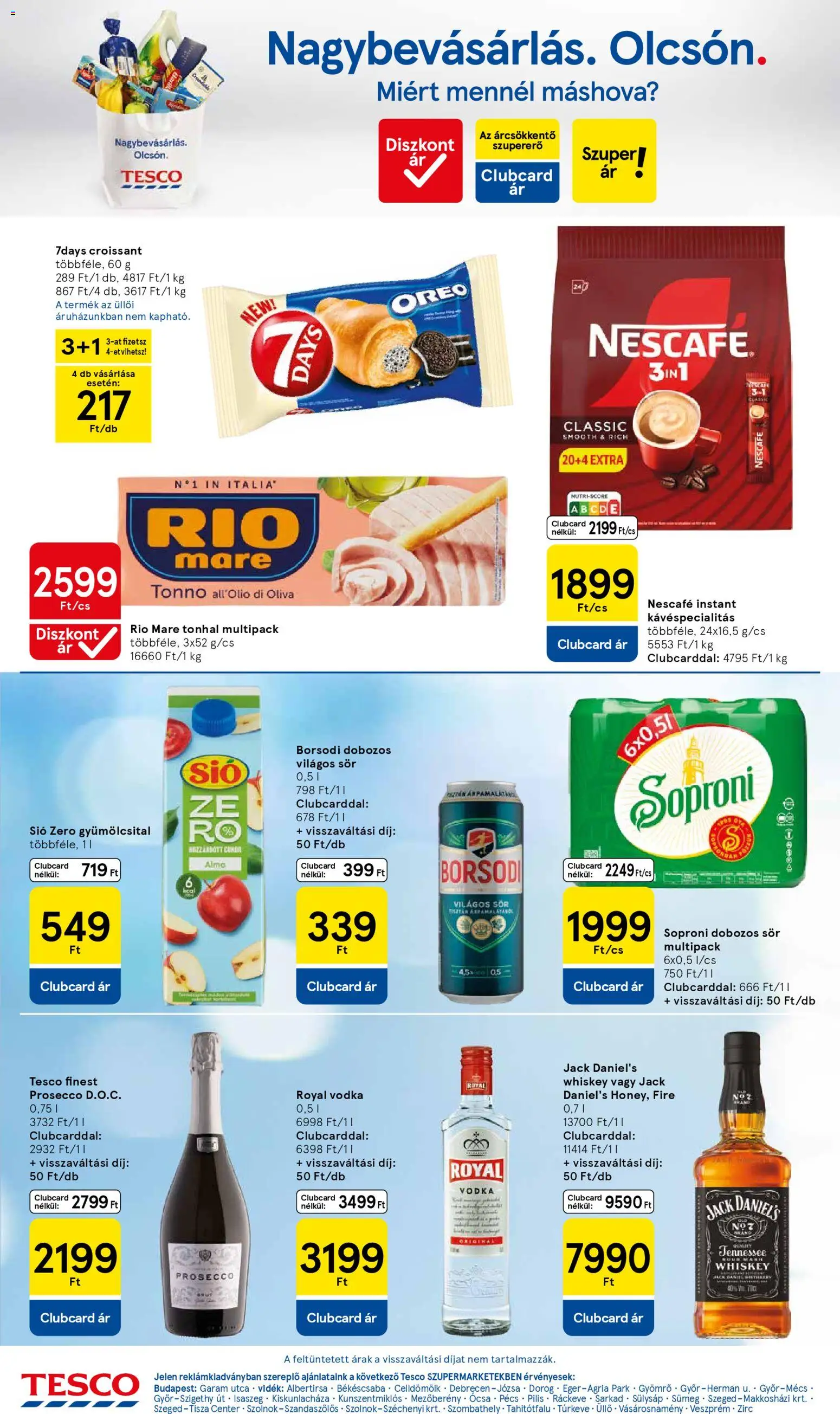 Tesco akciós ujság - amely érvényes a következő dátumtól: 23.04.2026 | Oldal: 6 | Termékek: Tonhal, Whiskey, Dobozos sör, Cukor