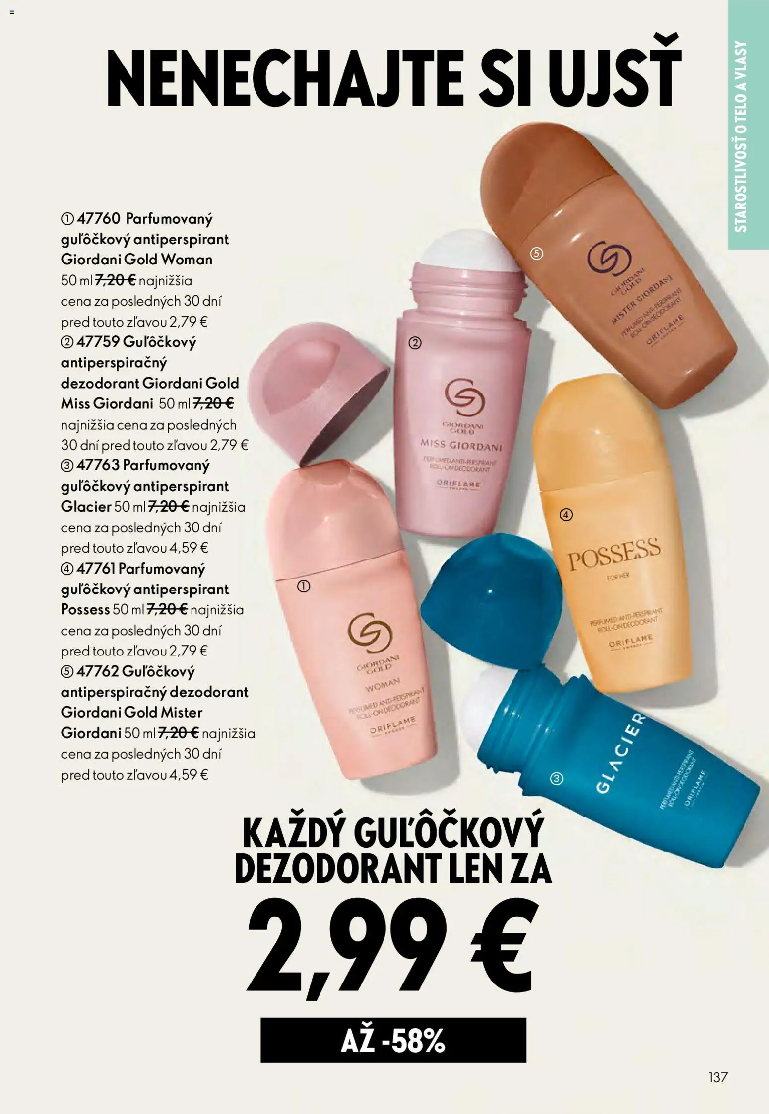 Nové Oriflame akcie – leták je platný od 25.03.2026 | Strana: 137 | Produkty: Dezodorant, Antiperspirant